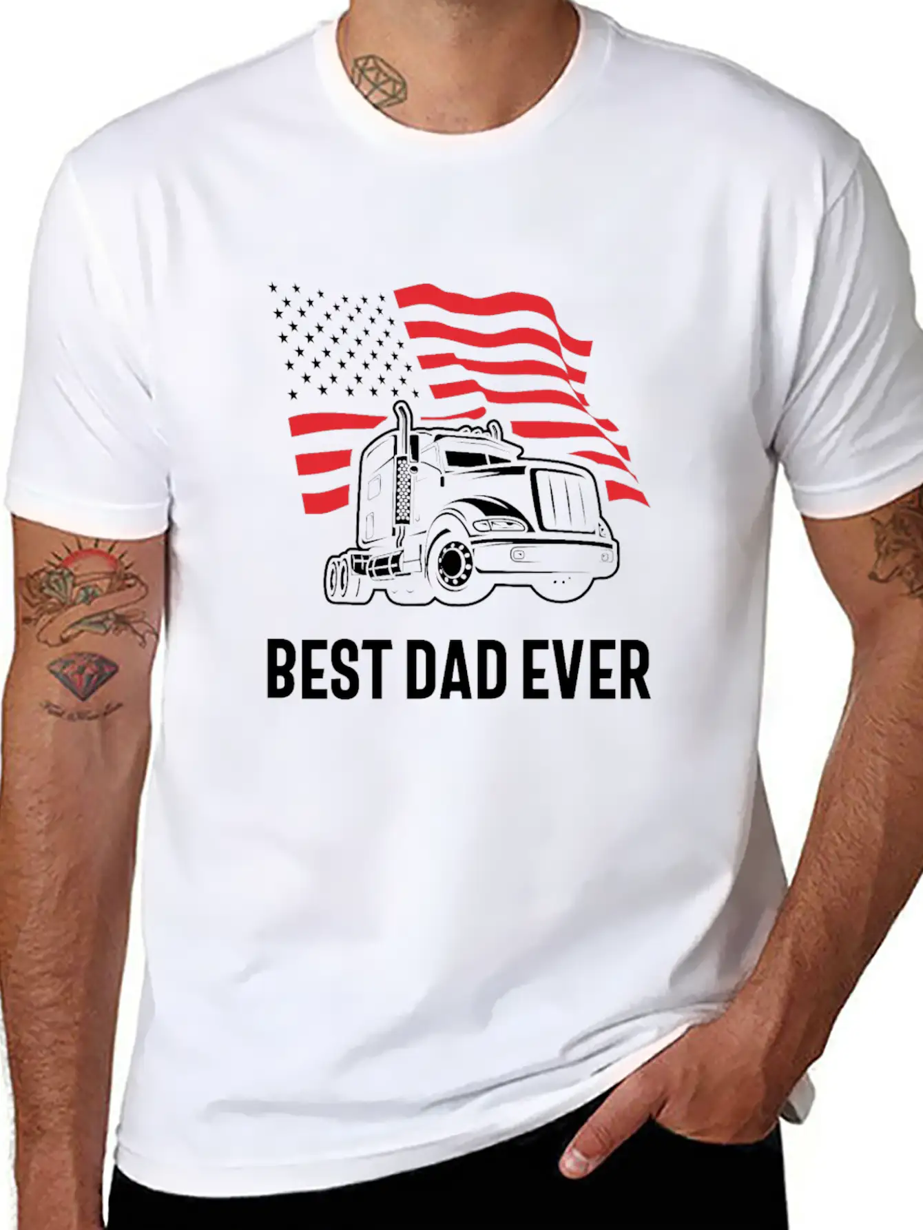 Best Dad Ever - Truck Edition Basic Graphic T-Shirt ¨C Daily Comfort In Soft Cotton