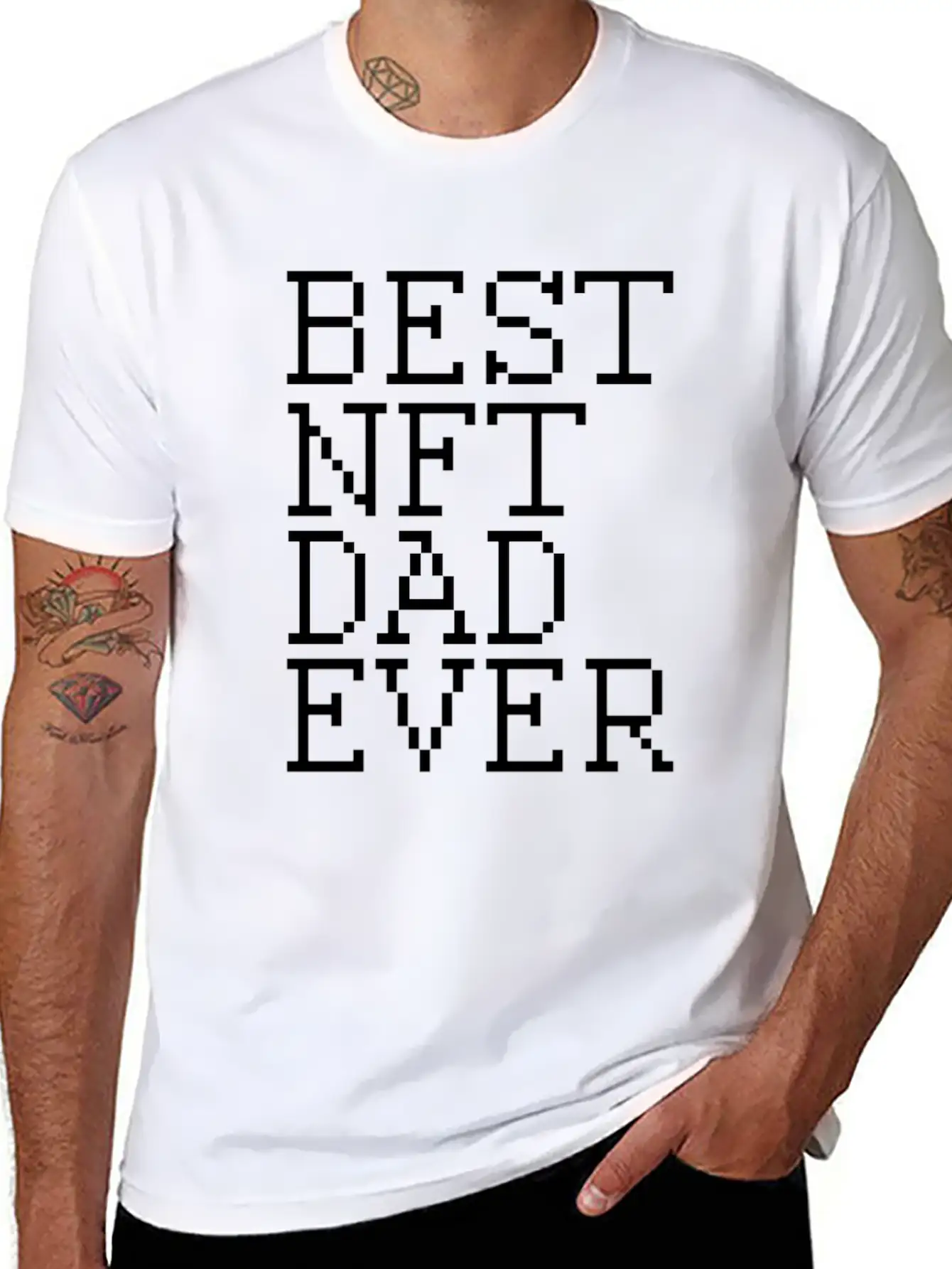 Best NFT Dad Ever Non-Fungible Token Crypto Art Essential Cotton Tee For Daily Outfits ¨C Unisex Style