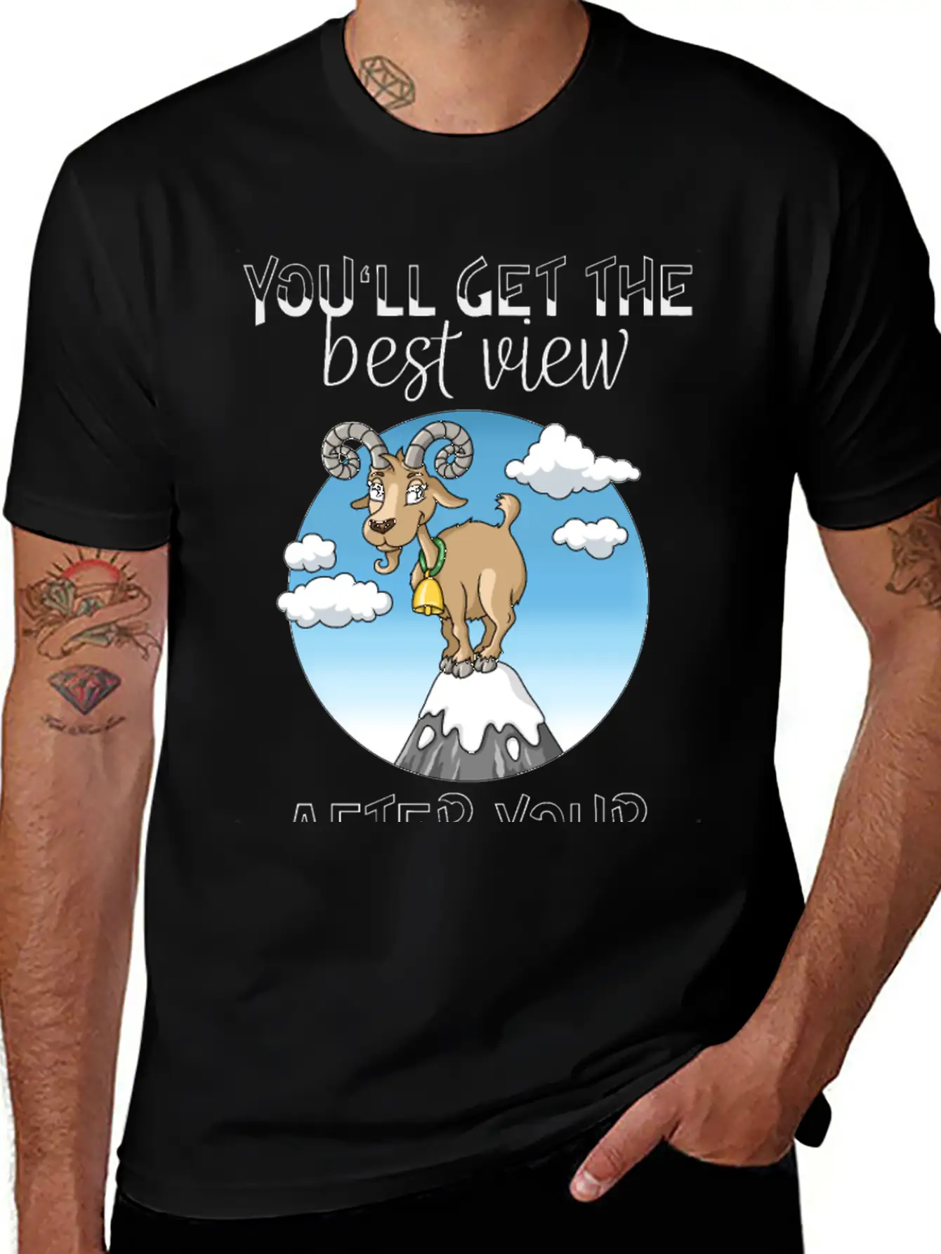 Best View Climbing Mountain Goat Design Soft Cotton Short Sleeve Tee ¨C Unisex Wardrobe Staple
