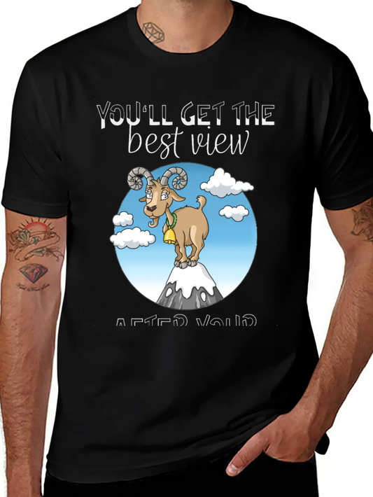 Best View Climbing Mountain Goat Design Soft Cotton Short Sleeve Tee ¨C Unisex Wardrobe Staple