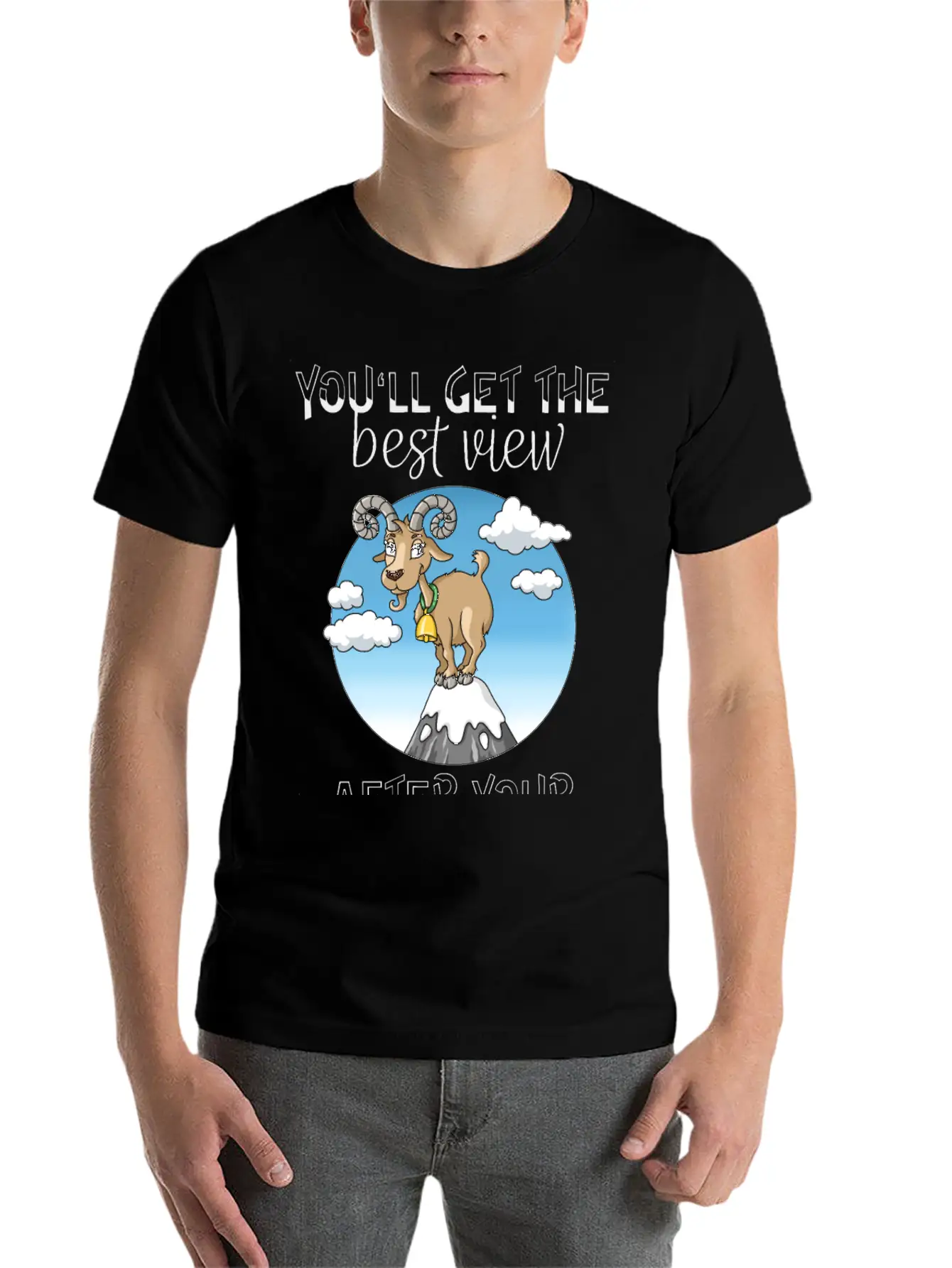 Best View Climbing Mountain Goat Design Soft Cotton Short Sleeve Tee ¨C Unisex Wardrobe Staple