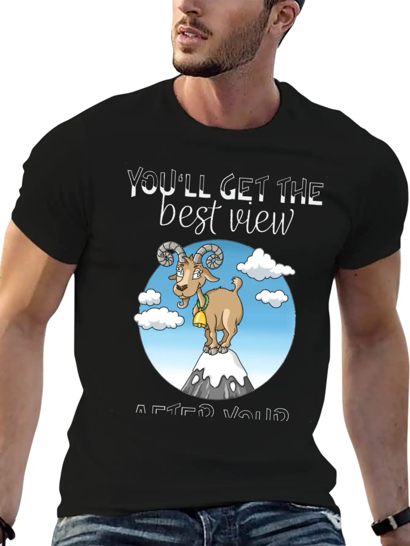 Best View Climbing Mountain Goat Design Soft Cotton Short Sleeve Tee ¨C Unisex Wardrobe Staple