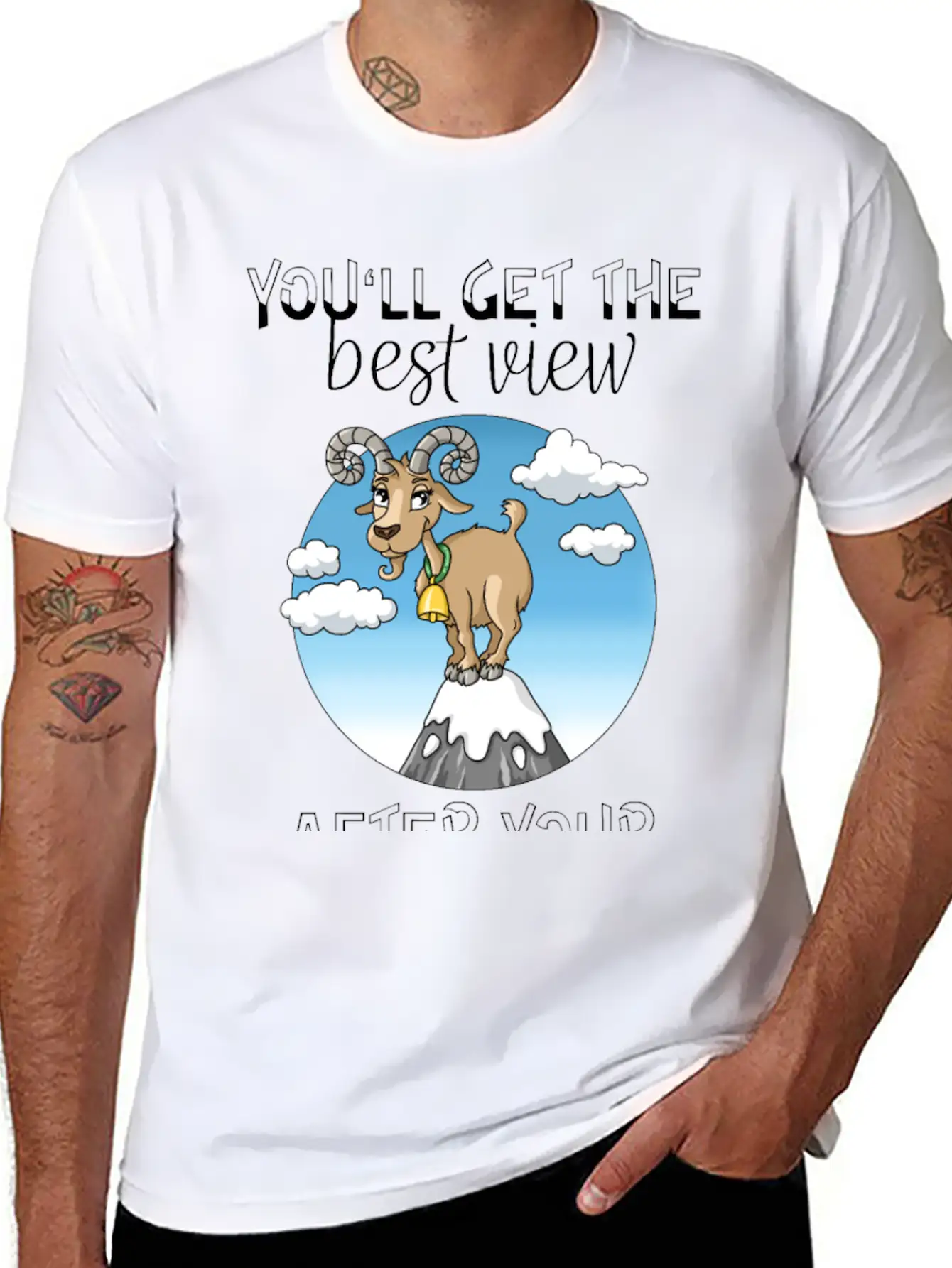 Best View Climbing Mountain Goat Design Soft Cotton Short Sleeve Tee ¨C Unisex Wardrobe Staple