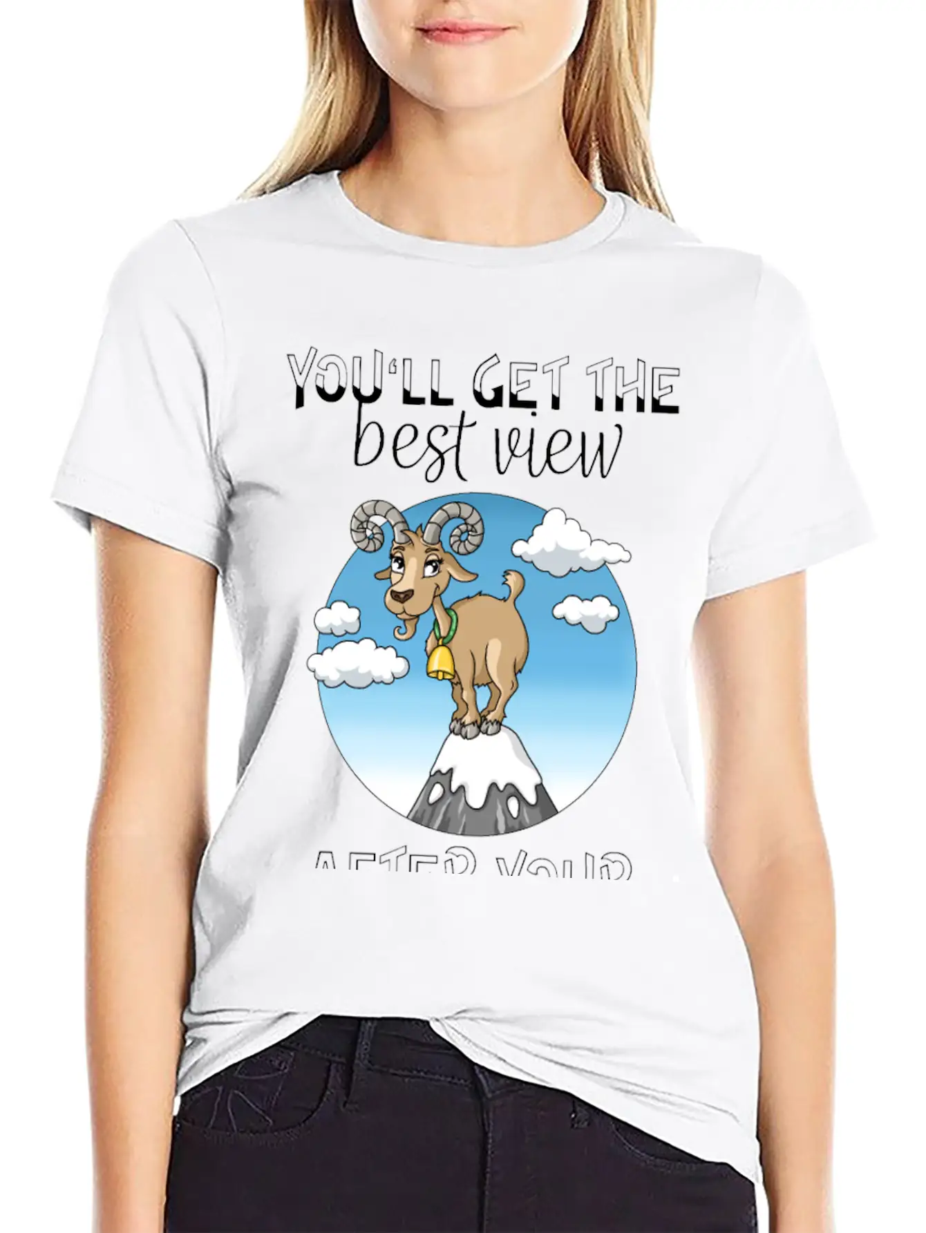Best View Climbing Mountain Goat Design Soft Cotton Short Sleeve Tee ¨C Unisex Wardrobe Staple