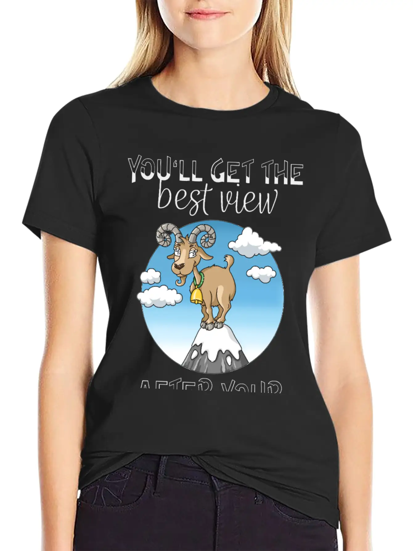 Best View Climbing Mountain Goat Design Soft Cotton Short Sleeve Tee ¨C Unisex Wardrobe Staple