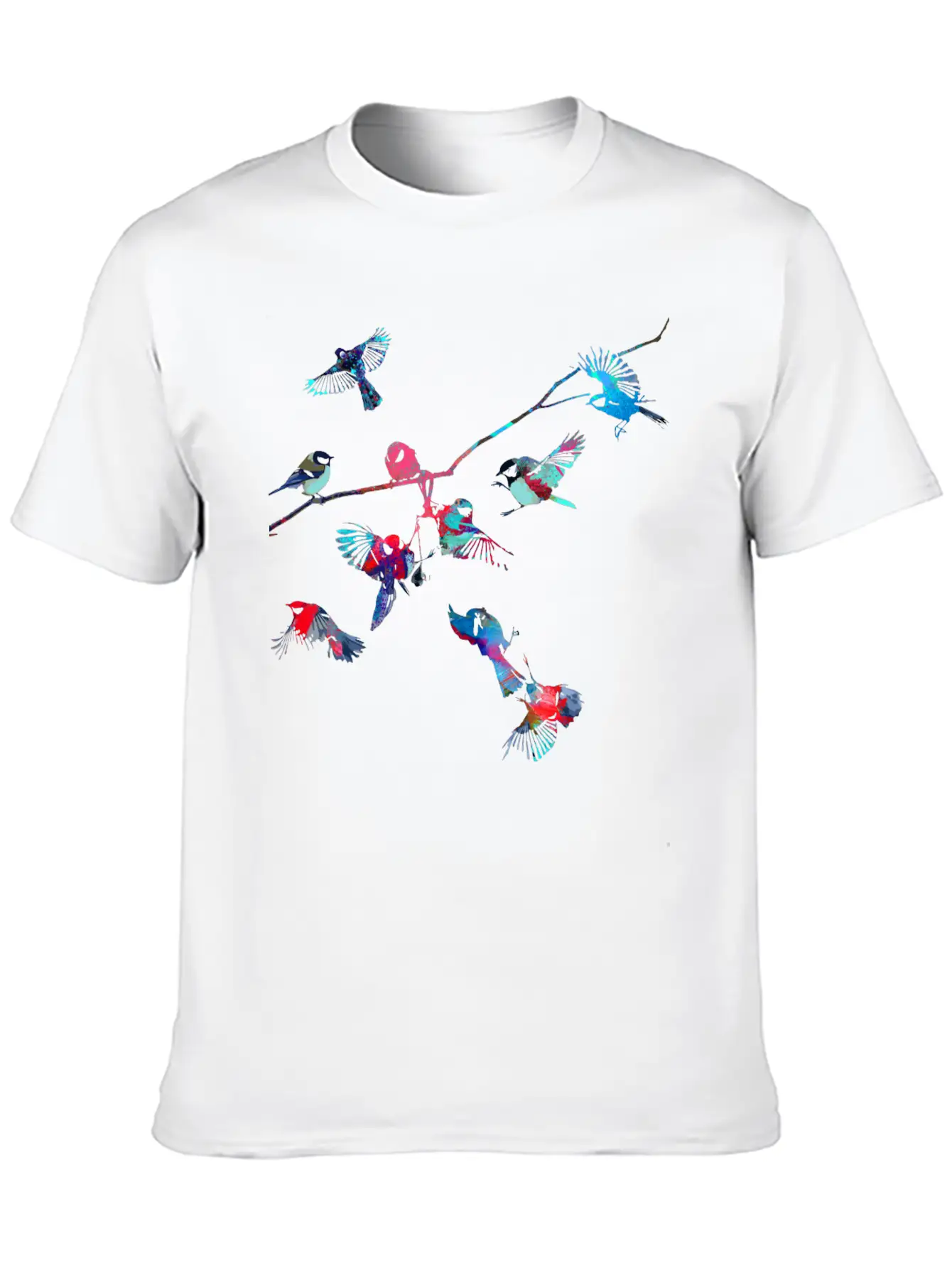 Birds, Bird, Tree,colorful, Painting Essential Cotton Tee For Daily Outfits ¨C Unisex Style