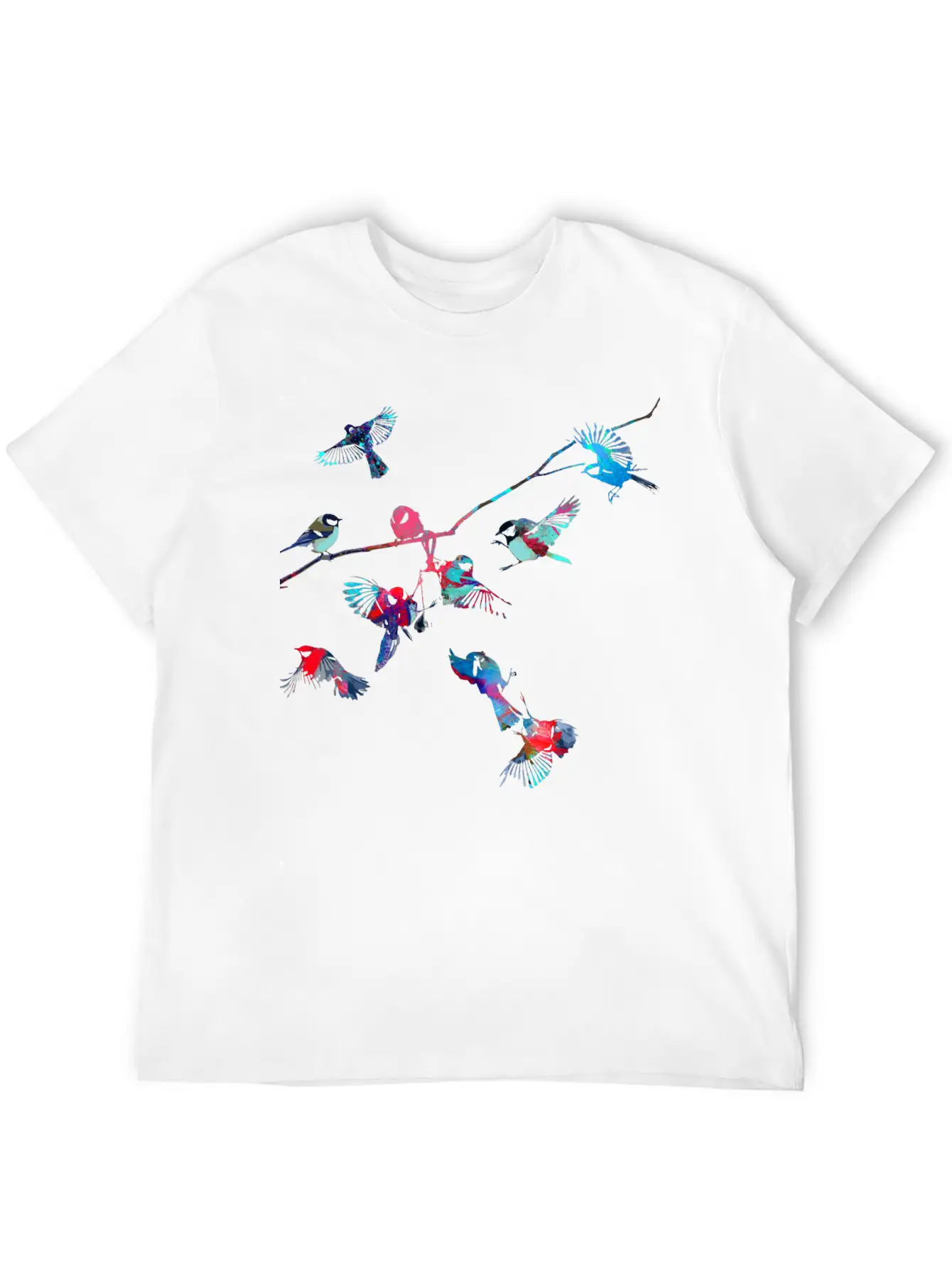 Birds, Bird, Tree,colorful, Painting Essential Cotton Tee For Daily Outfits ¨C Unisex Style