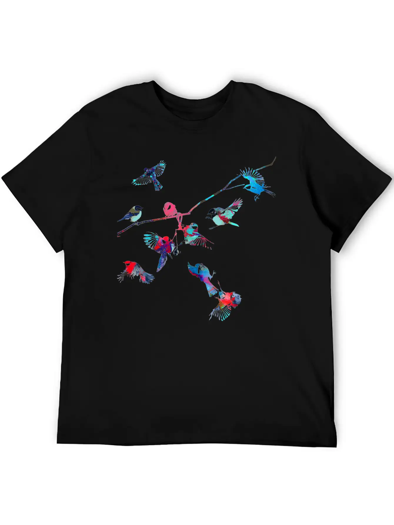 Birds, Bird, Tree,colorful, Painting Essential Cotton Tee For Daily Outfits ¨C Unisex Style
