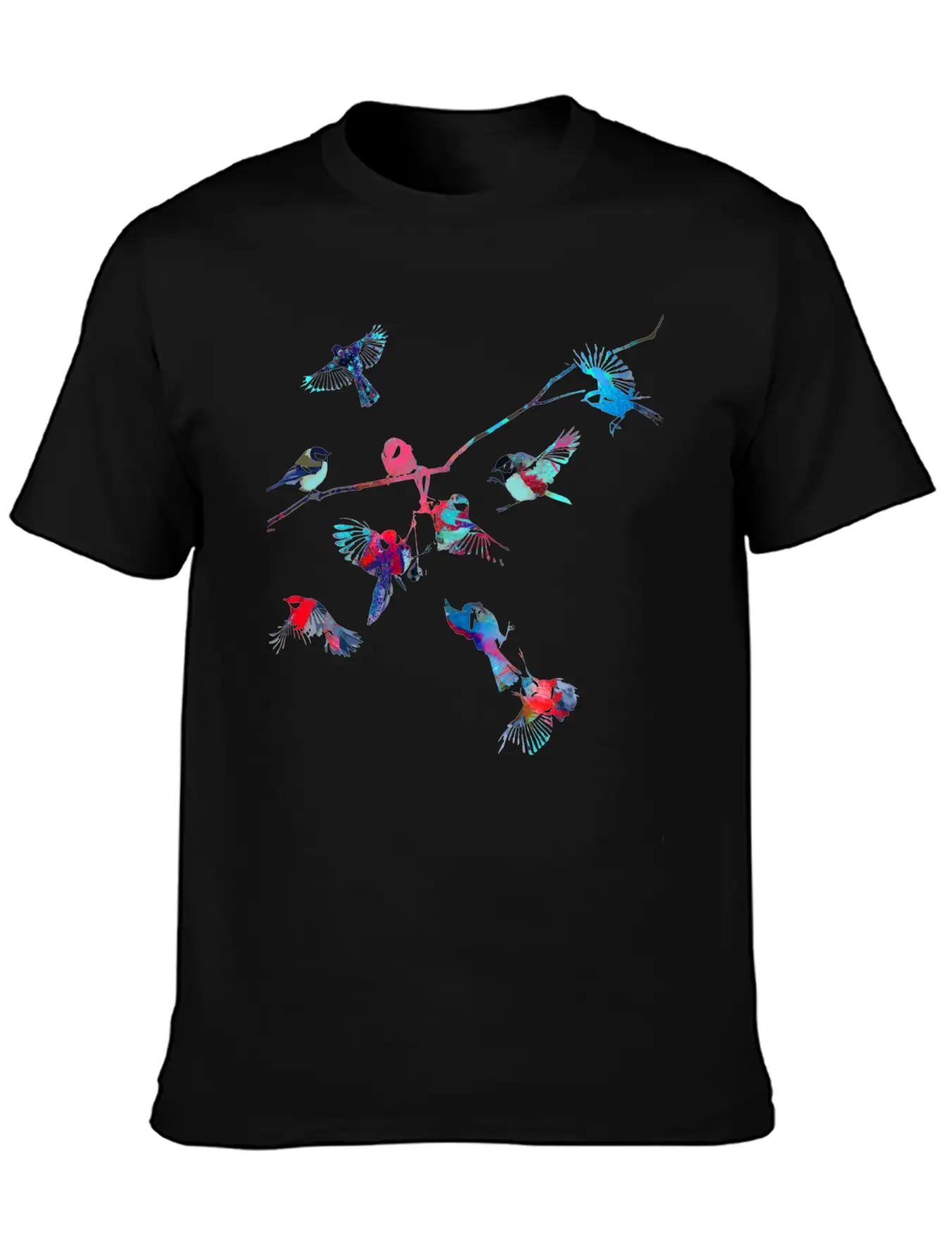 Birds, Bird, Tree,colorful, Painting Essential Cotton Tee For Daily Outfits ¨C Unisex Style