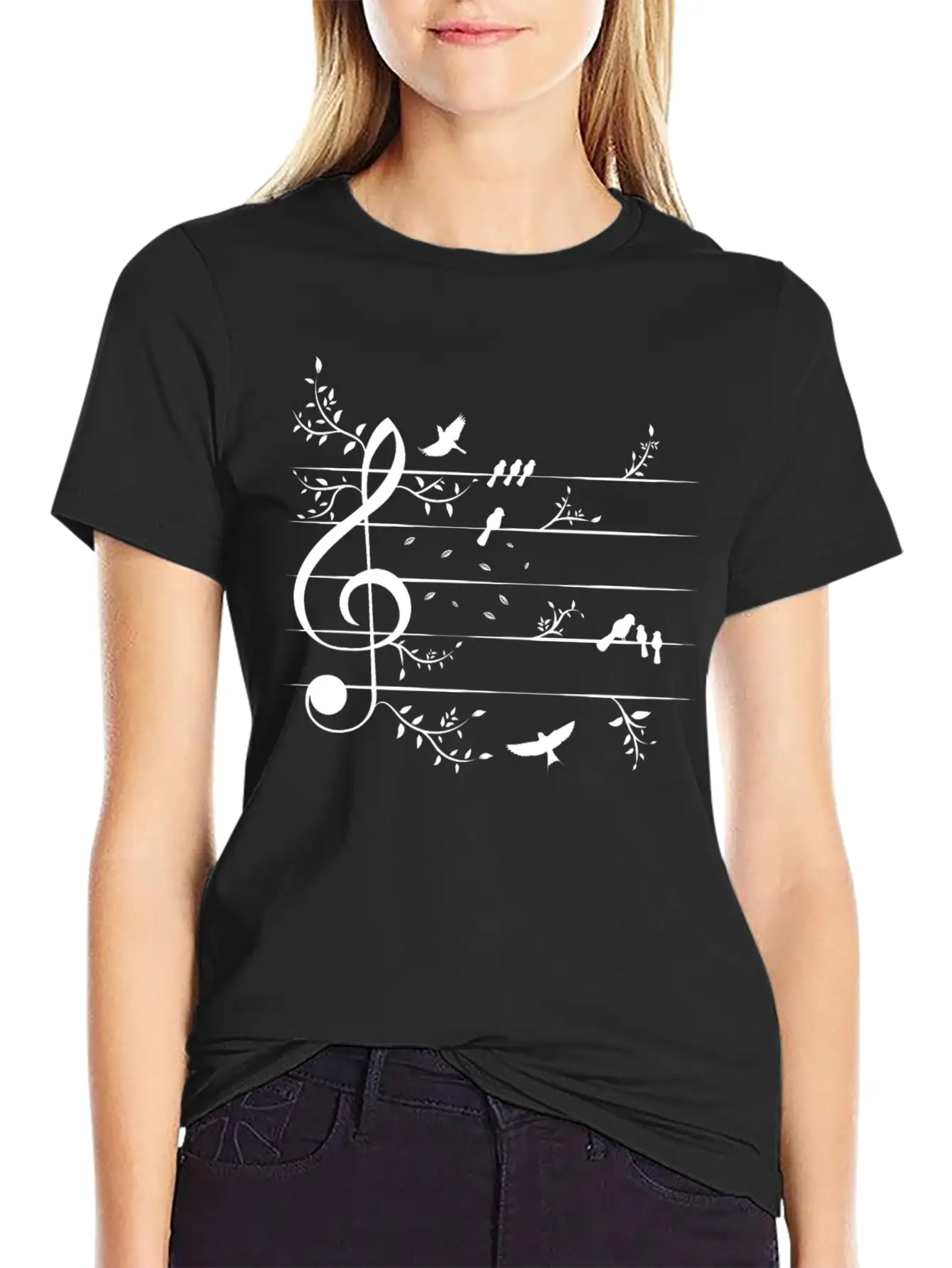 Birds Nature Musical Notes Music Soft Cotton Short Sleeve Tee ¨C Unisex Wardrobe Staple