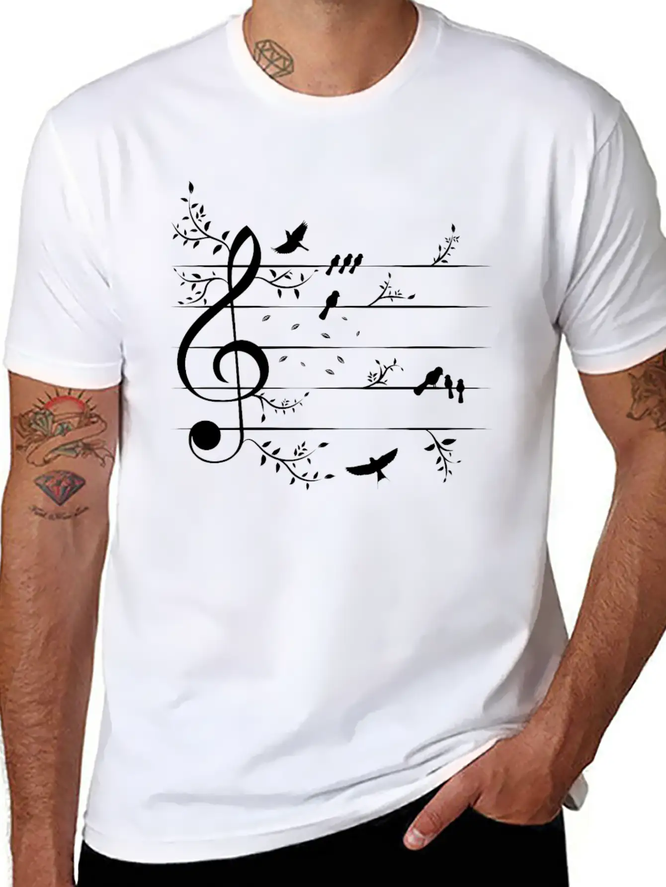 Birds Nature Musical Notes Music Soft Cotton Short Sleeve Tee ¨C Unisex Wardrobe Staple