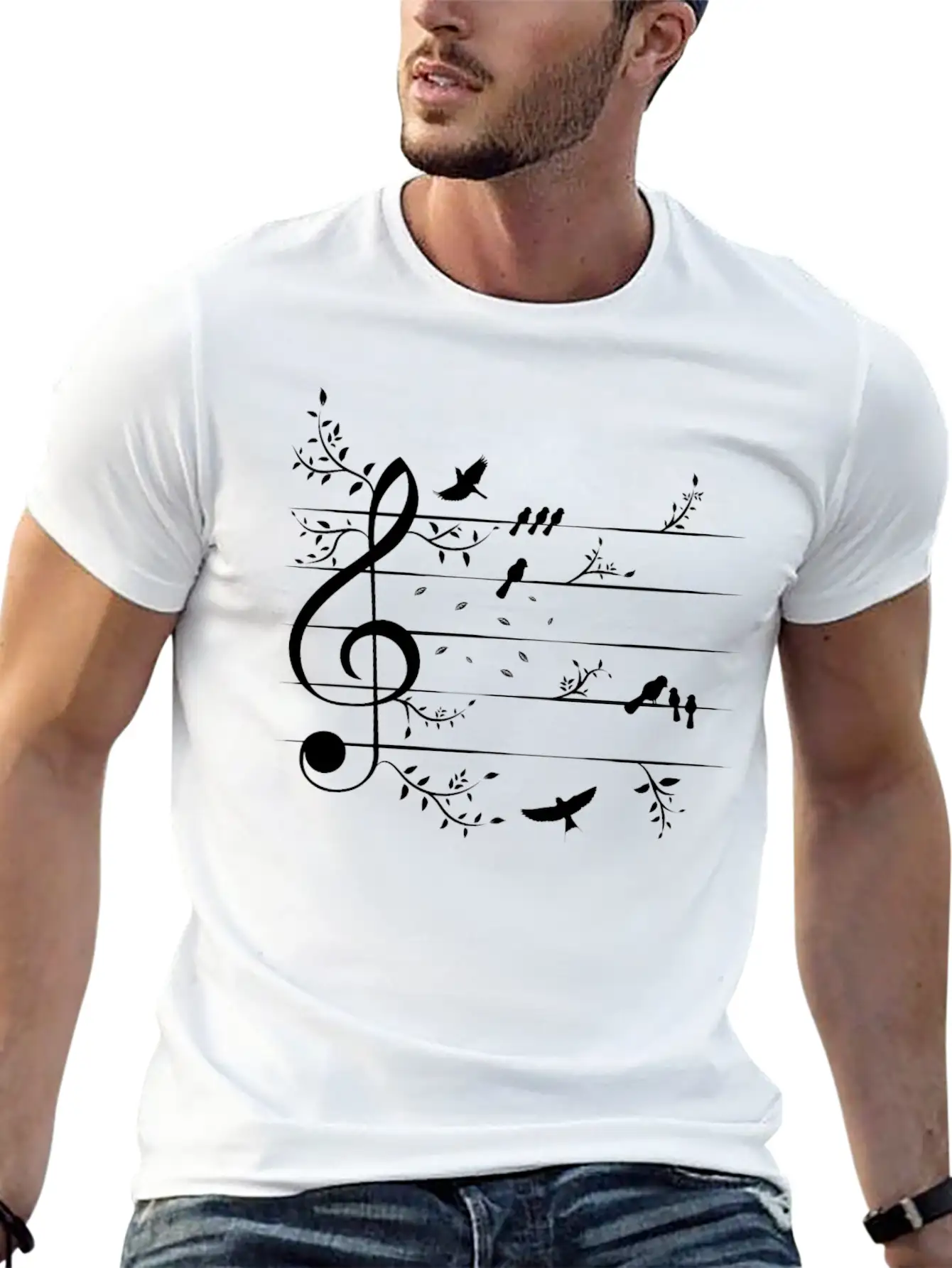 Birds Nature Musical Notes Music Soft Cotton Short Sleeve Tee ¨C Unisex Wardrobe Staple