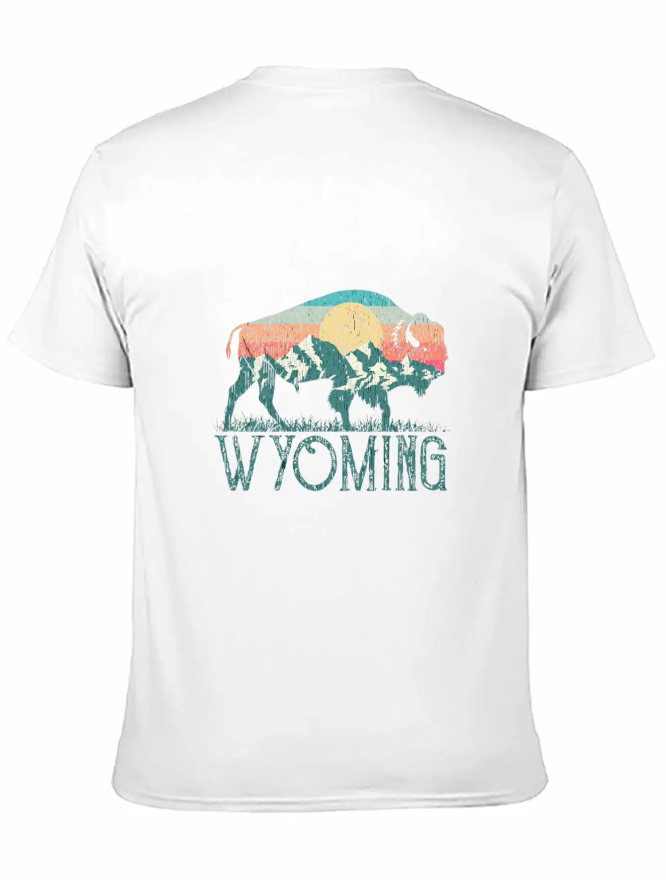 Bison Buffalo Retro Wyoming Wy Mountains Retro Essential Cotton Tee For Daily Outfits ¨C Unisex Style