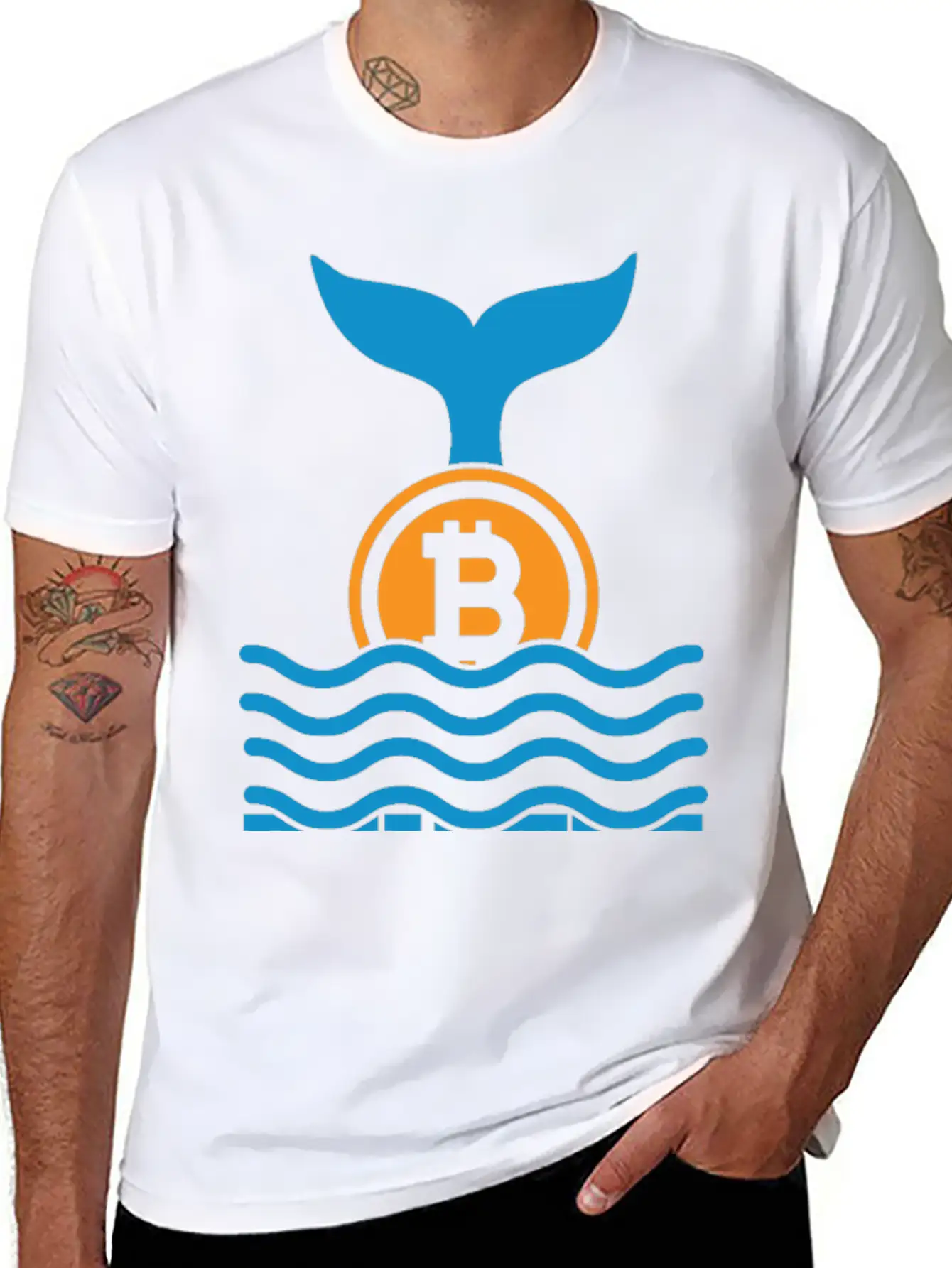 Bitcoin And A Whale, Buy The Dip Essential Cotton Tee For Daily Outfits ¨C Unisex Style