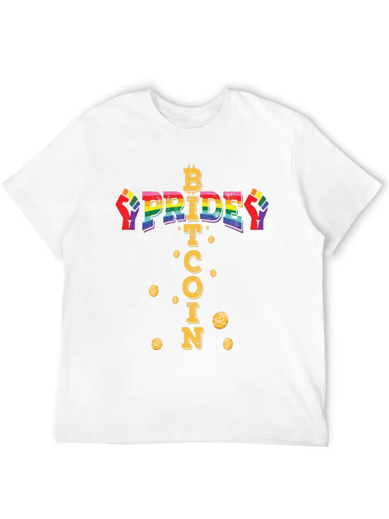 Bitcoin And Pride, LGBTQ Essential Cotton Tee For Daily Outfits ¨C Unisex Style