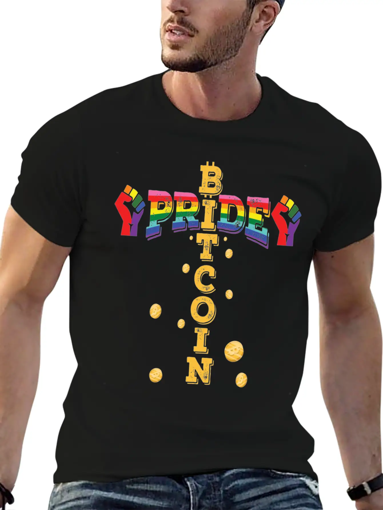 Bitcoin And Pride, LGBTQ Essential Cotton Tee For Daily Outfits ¨C Unisex Style