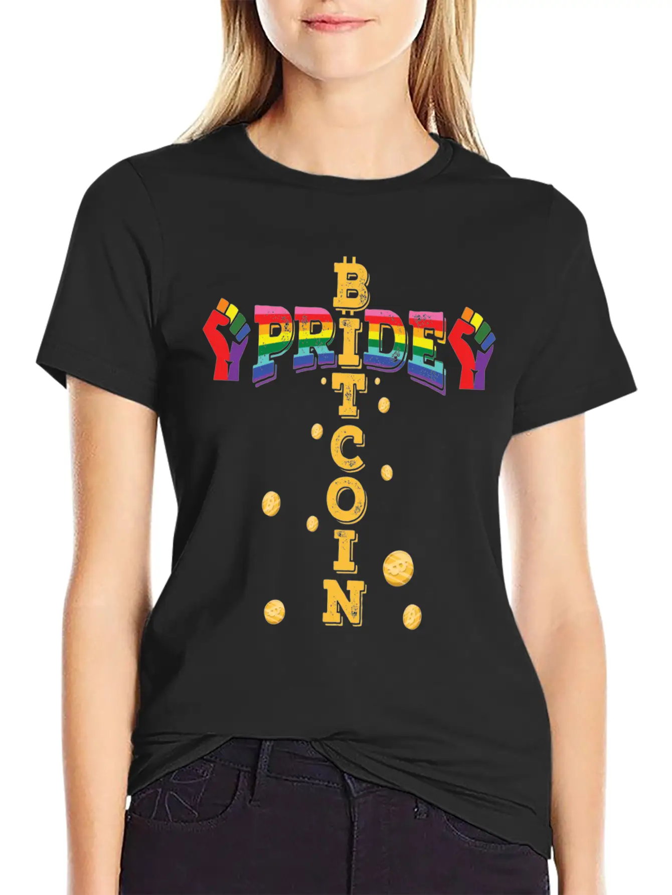 Bitcoin And Pride, LGBTQ Essential Cotton Tee For Daily Outfits ¨C Unisex Style