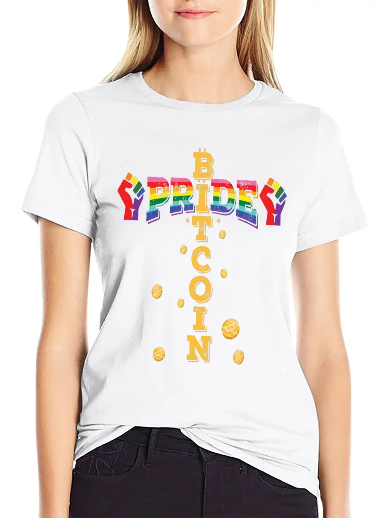 Bitcoin And Pride, LGBTQ Essential Cotton Tee For Daily Outfits ¨C Unisex Style