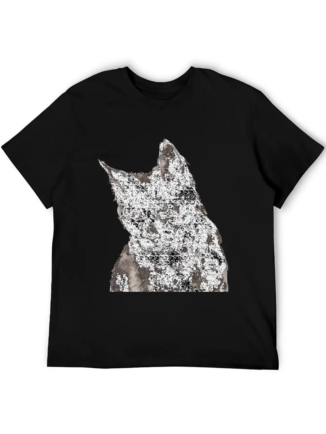 Black Cat Ink Painting Basic Graphic T-Shirt ¨C Daily Comfort In Soft Cotton
