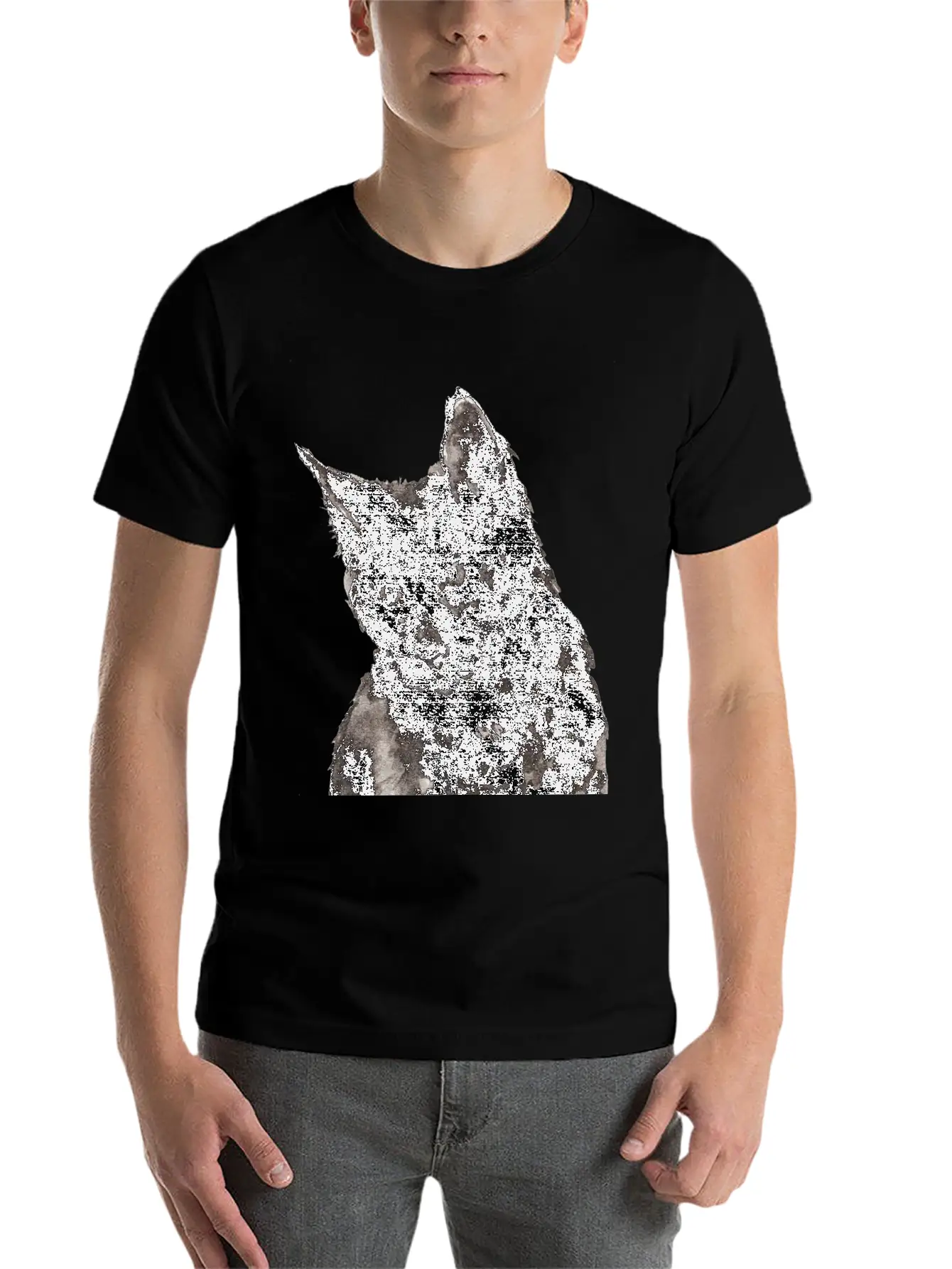 Black Cat Ink Painting Basic Graphic T-Shirt ¨C Daily Comfort In Soft Cotton