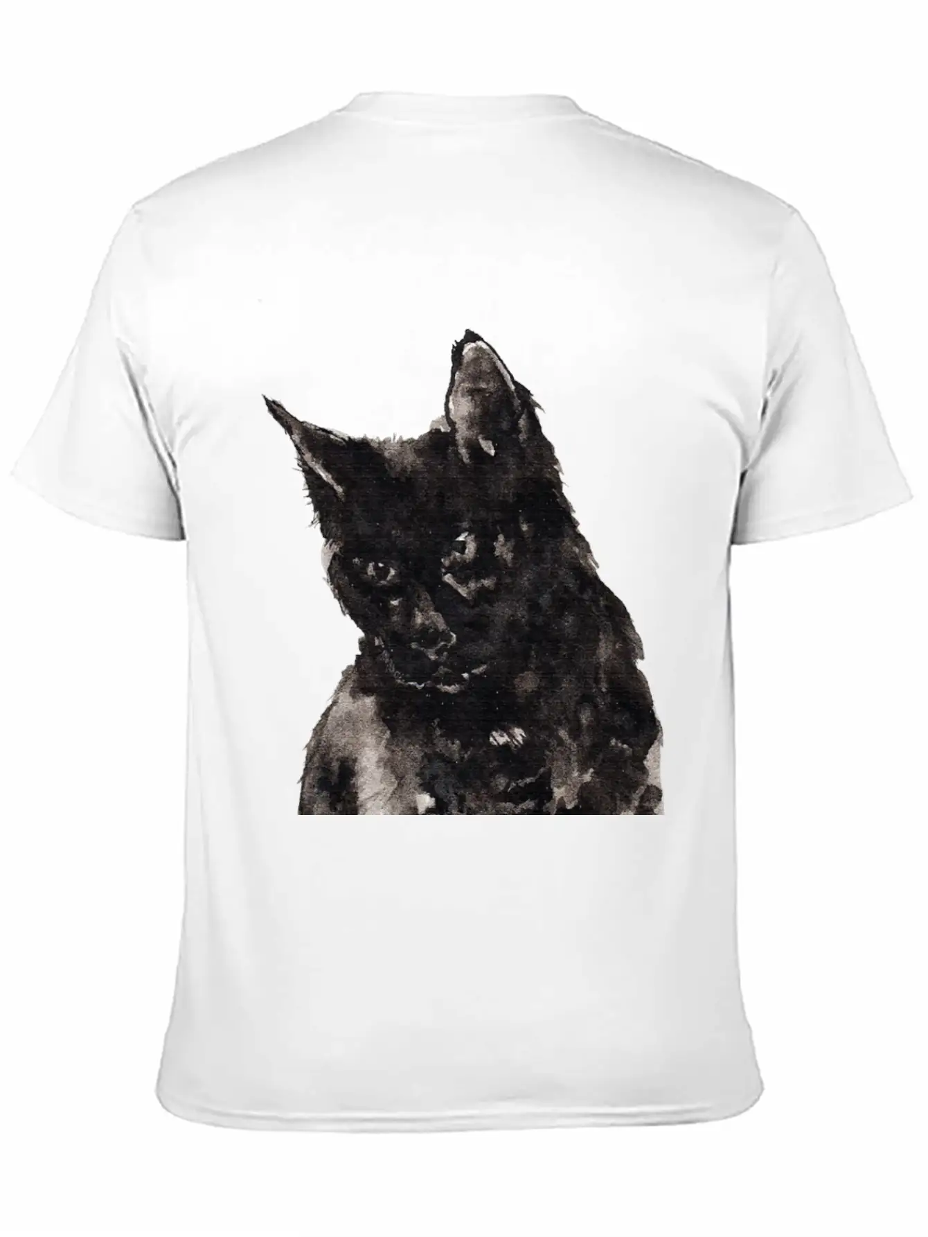 Black Cat Ink Painting Basic Graphic T-Shirt ¨C Daily Comfort In Soft Cotton