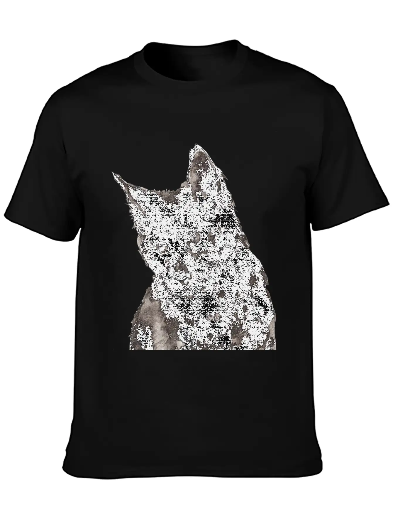 Black Cat Ink Painting Basic Graphic T-Shirt ¨C Daily Comfort In Soft Cotton