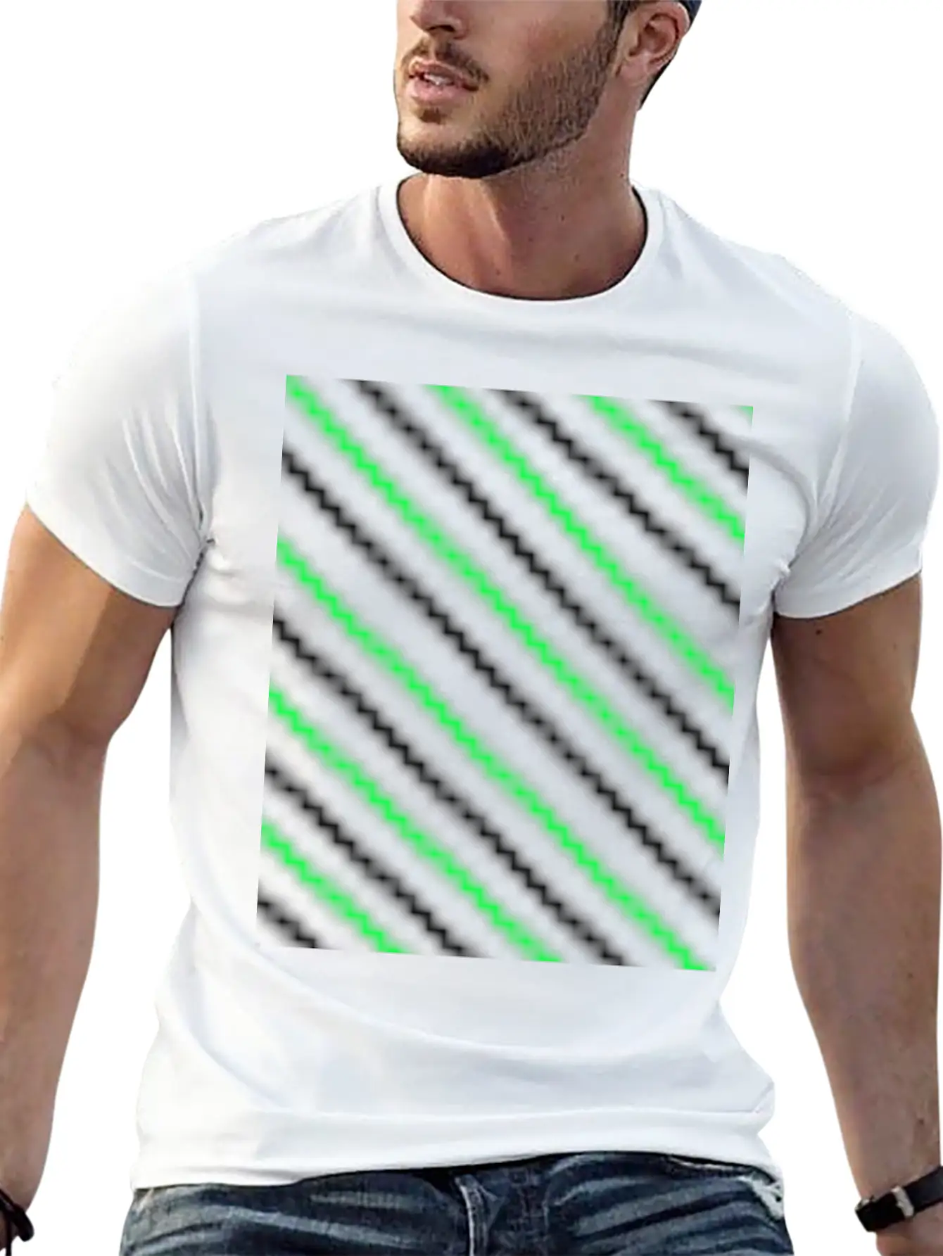 Black Neon Green Pattern Essential Cotton Tee For Daily Outfits ¨C Unisex Style