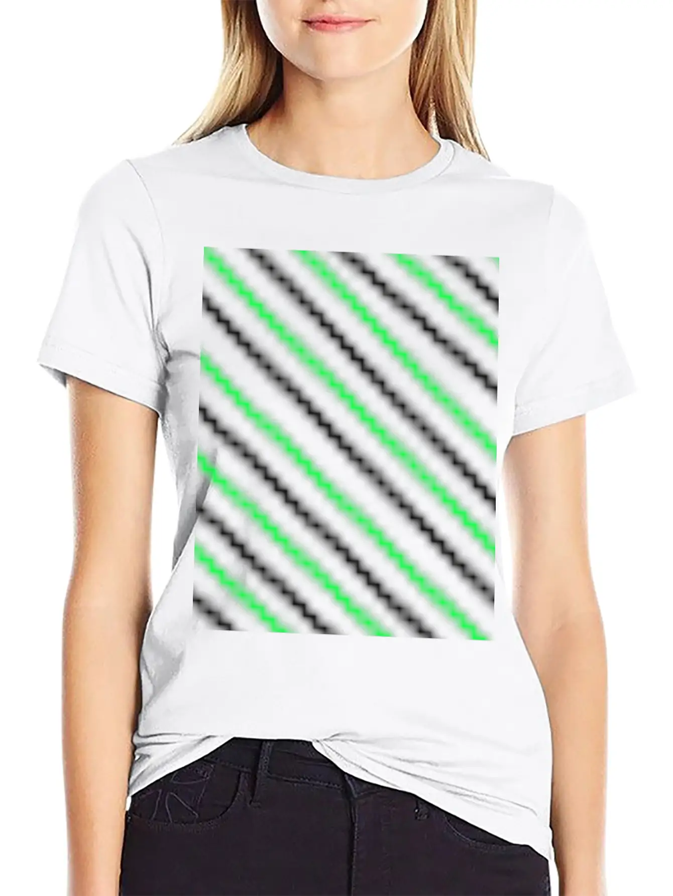Black Neon Green Pattern Essential Cotton Tee For Daily Outfits ¨C Unisex Style