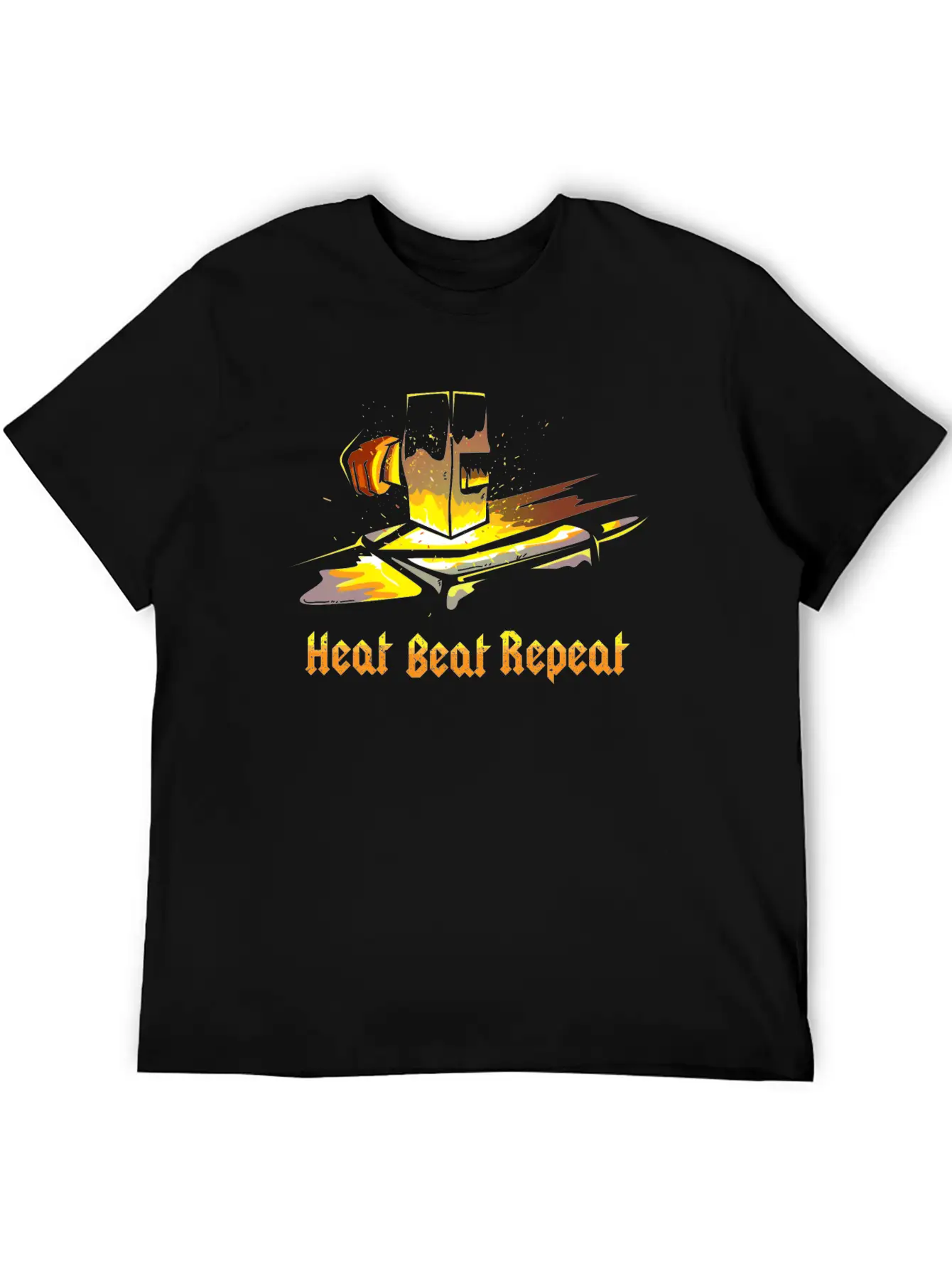 Blacksmith Forging Heat Beat Repeat Hammer Anvil Essential Cotton Tee For Daily Outfits ¨C Unisex Style