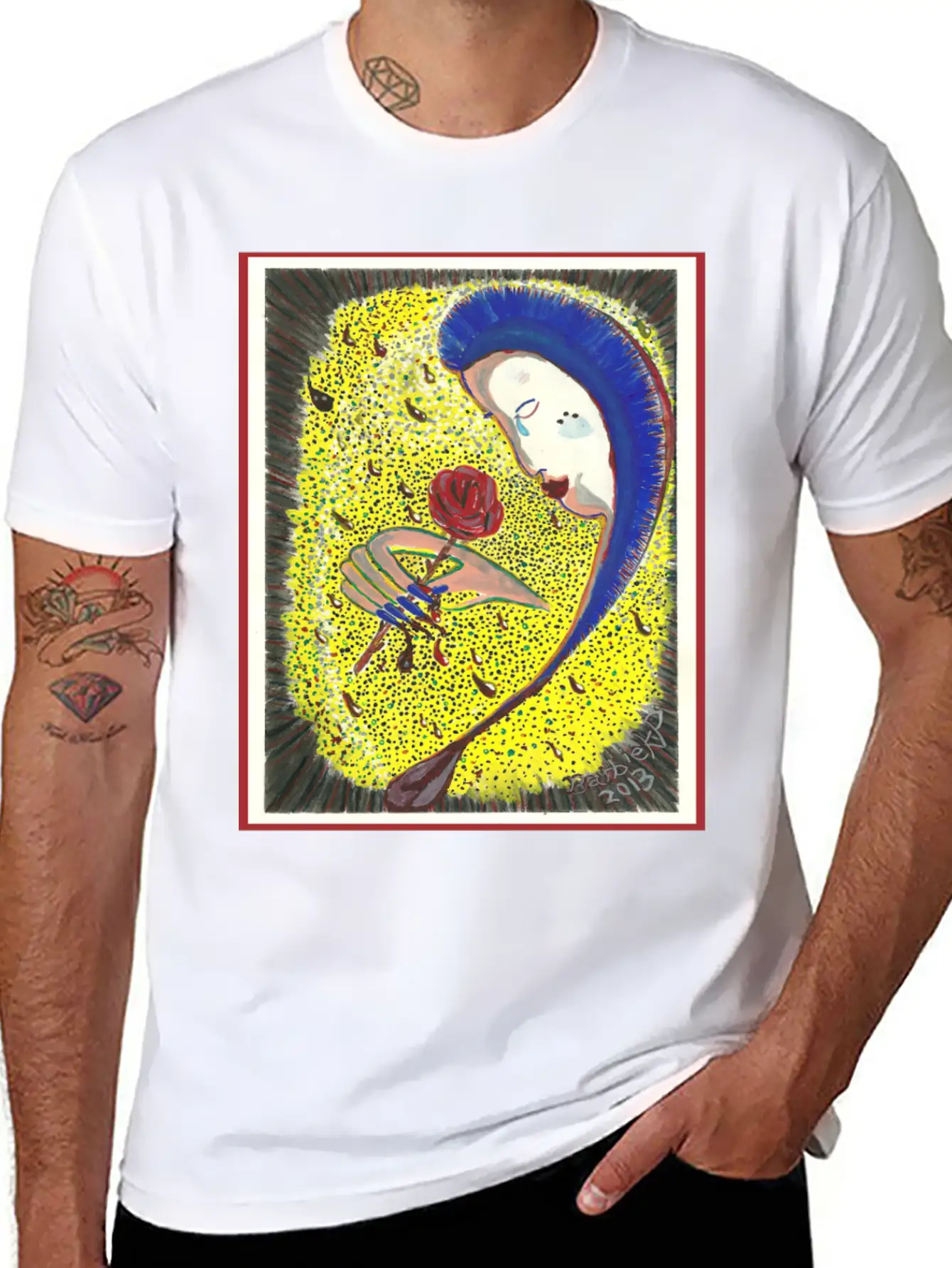 Bleeding Rose Abstract Painting Basic Graphic T-Shirt ¨C Daily Comfort In Soft Cotton