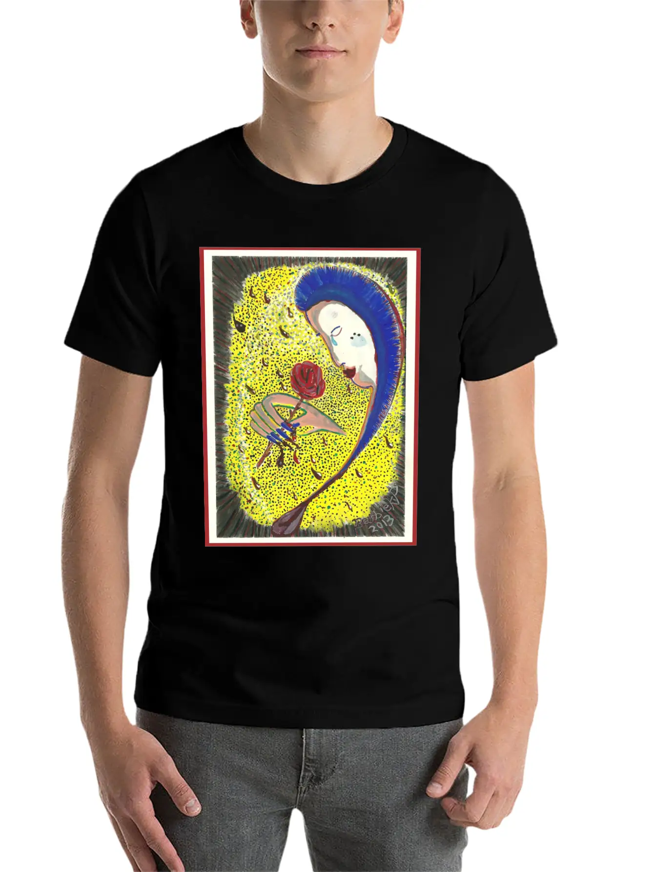 Bleeding Rose Abstract Painting Basic Graphic T-Shirt ¨C Daily Comfort In Soft Cotton
