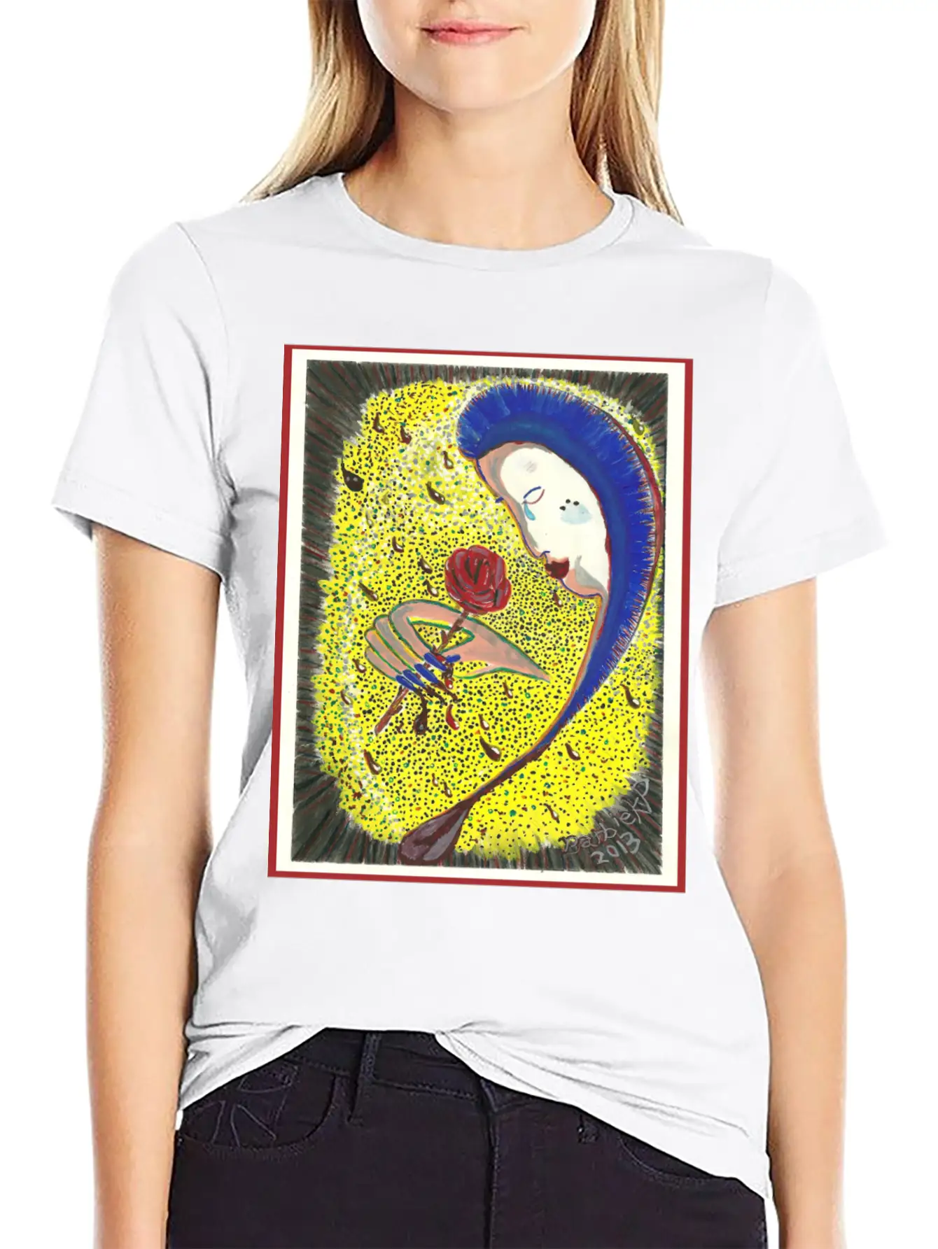 Bleeding Rose Abstract Painting Basic Graphic T-Shirt ¨C Daily Comfort In Soft Cotton