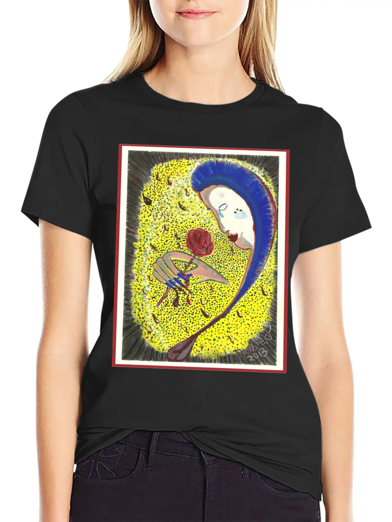 Bleeding Rose Abstract Painting Basic Graphic T-Shirt ¨C Daily Comfort In Soft Cotton