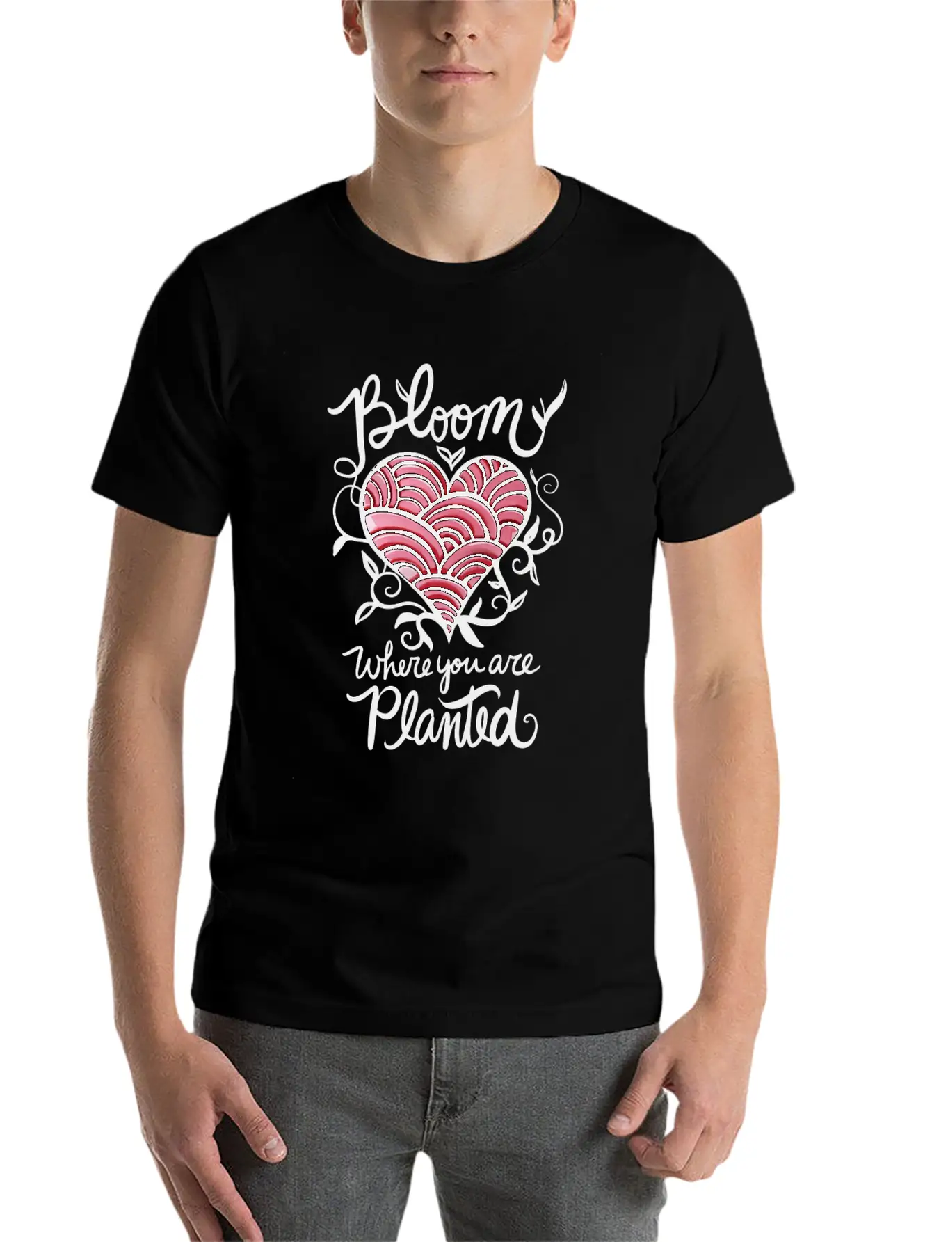 Bloom Where You Are Planted Essential Cotton Tee For Daily Outfits ¨C Unisex Style