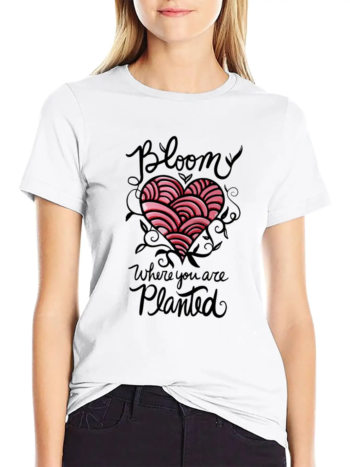 Bloom Where You Are Planted Essential Cotton Tee For Daily Outfits ¨C Unisex Style