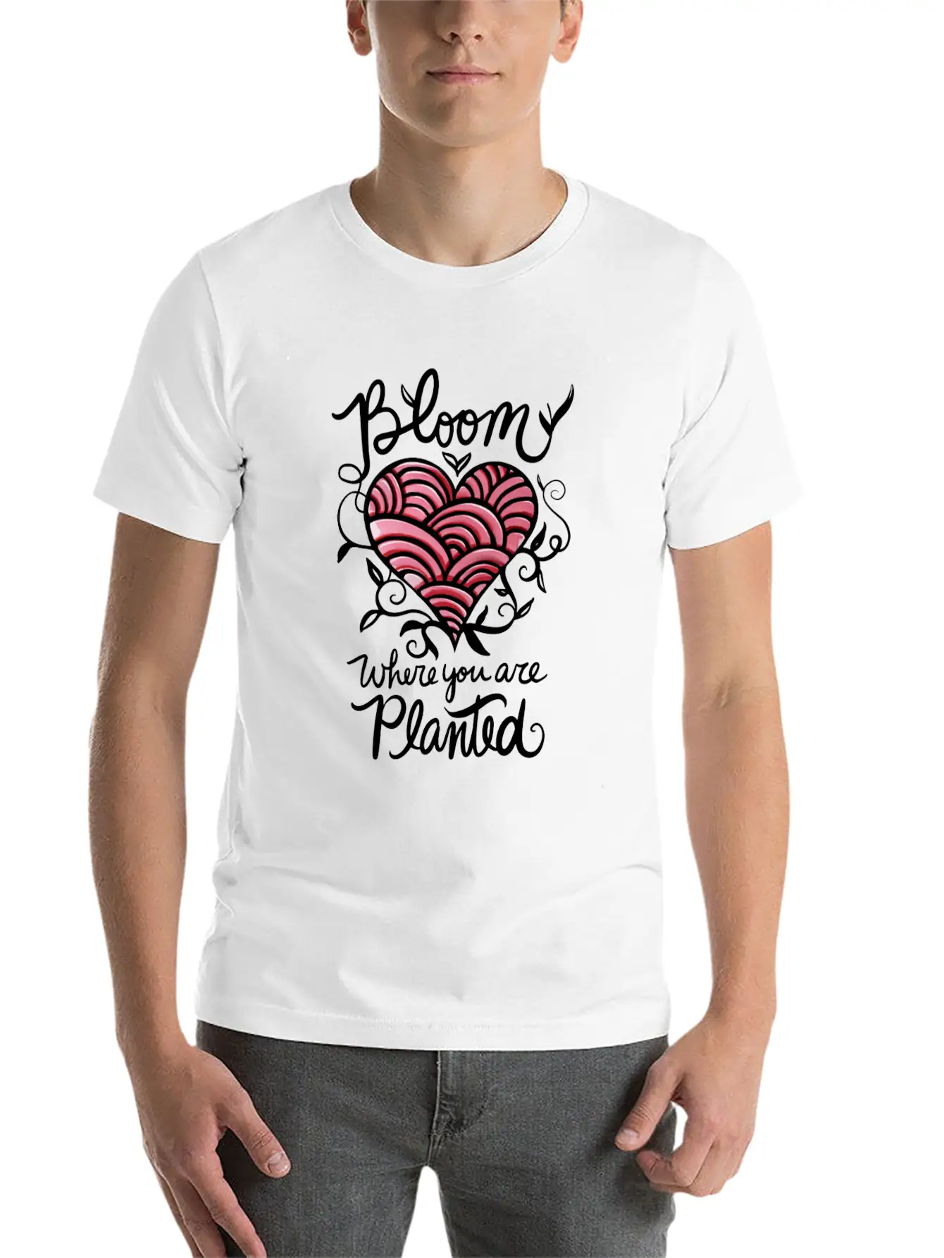 Bloom Where You Are Planted Essential Cotton Tee For Daily Outfits ¨C Unisex Style