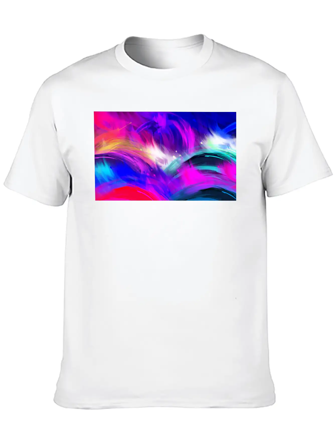 Blue And Purple Wavy Oil Grunge Paint Basic Graphic T-Shirt ¨C Daily Comfort In Soft Cotton