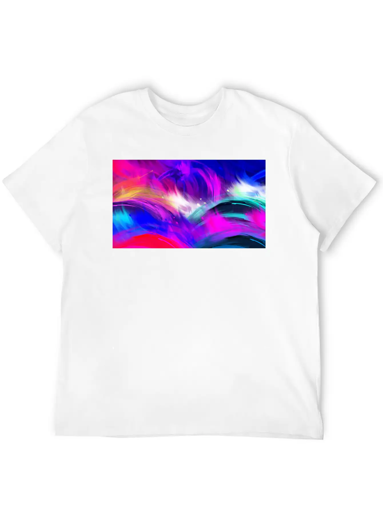 Blue And Purple Wavy Oil Grunge Paint Basic Graphic T-Shirt ¨C Daily Comfort In Soft Cotton