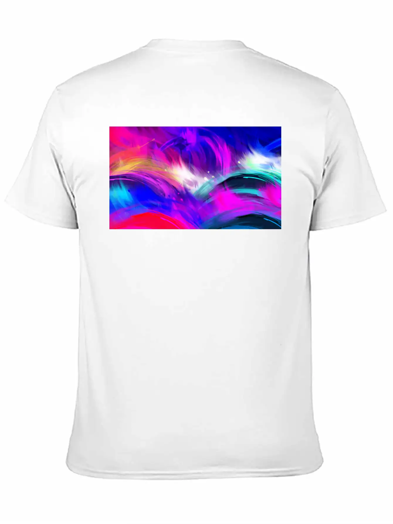 Blue And Purple Wavy Oil Grunge Paint Basic Graphic T-Shirt ¨C Daily Comfort In Soft Cotton