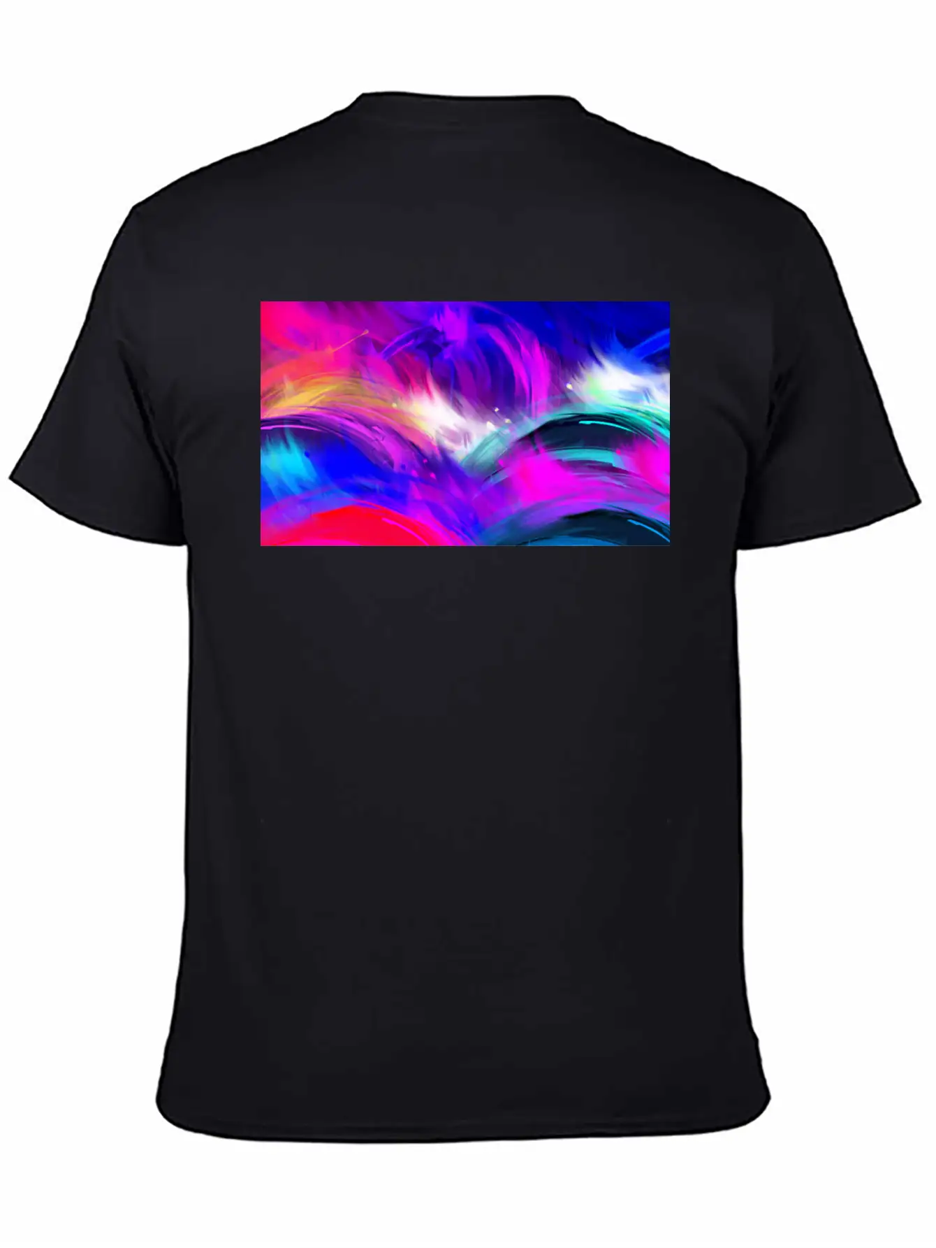 Blue And Purple Wavy Oil Grunge Paint Basic Graphic T-Shirt ¨C Daily Comfort In Soft Cotton