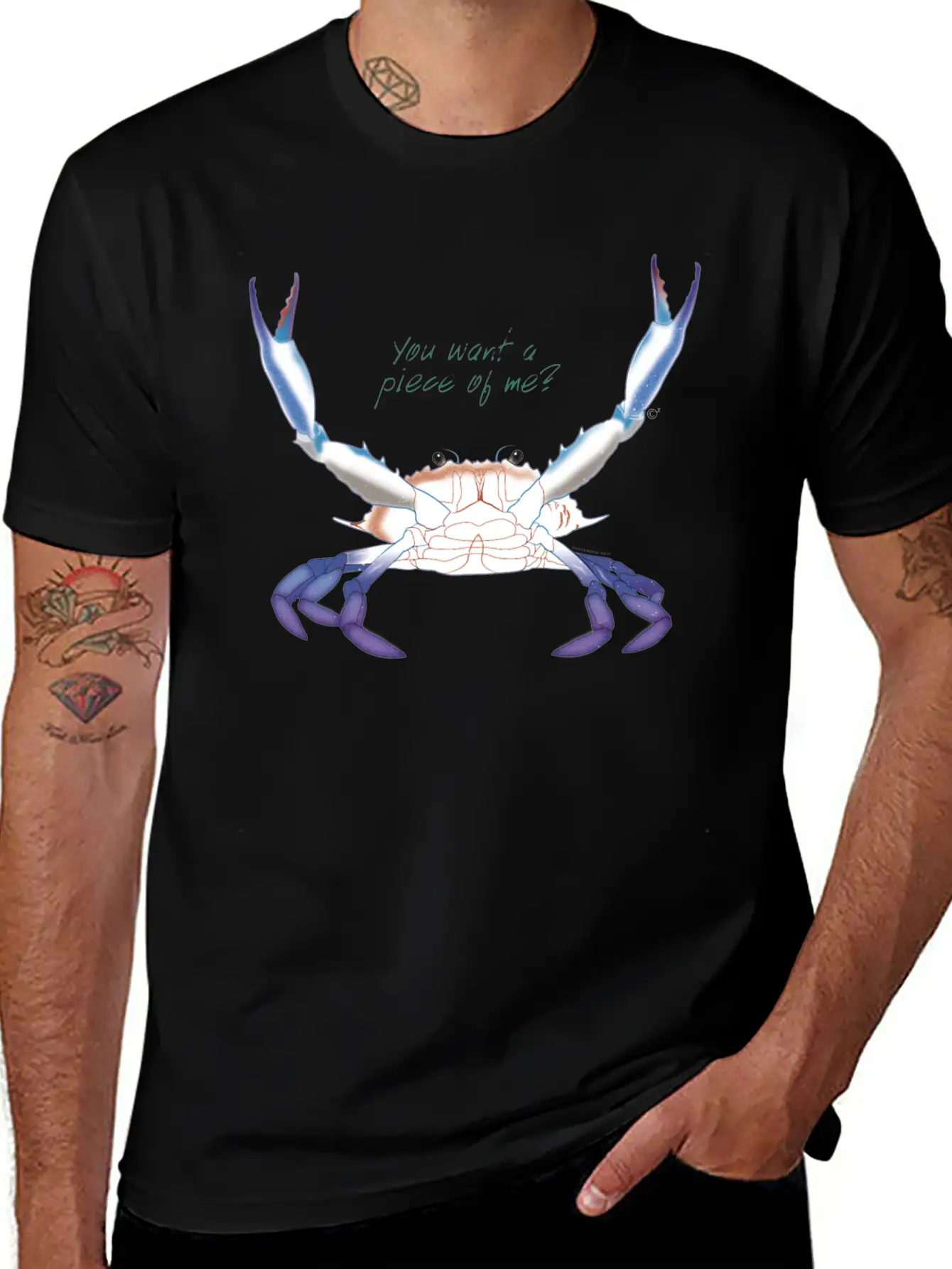 Blue Crab: You Want A Piece Of Me? Essential Cotton Tee For Daily Outfits ¨C Unisex Style