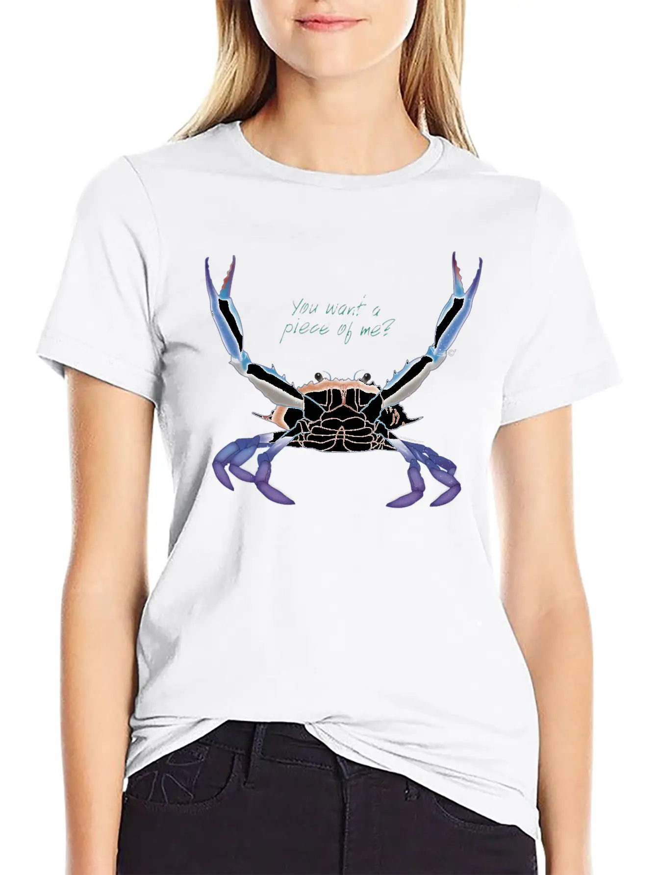 Blue Crab: You Want A Piece Of Me? Essential Cotton Tee For Daily Outfits ¨C Unisex Style