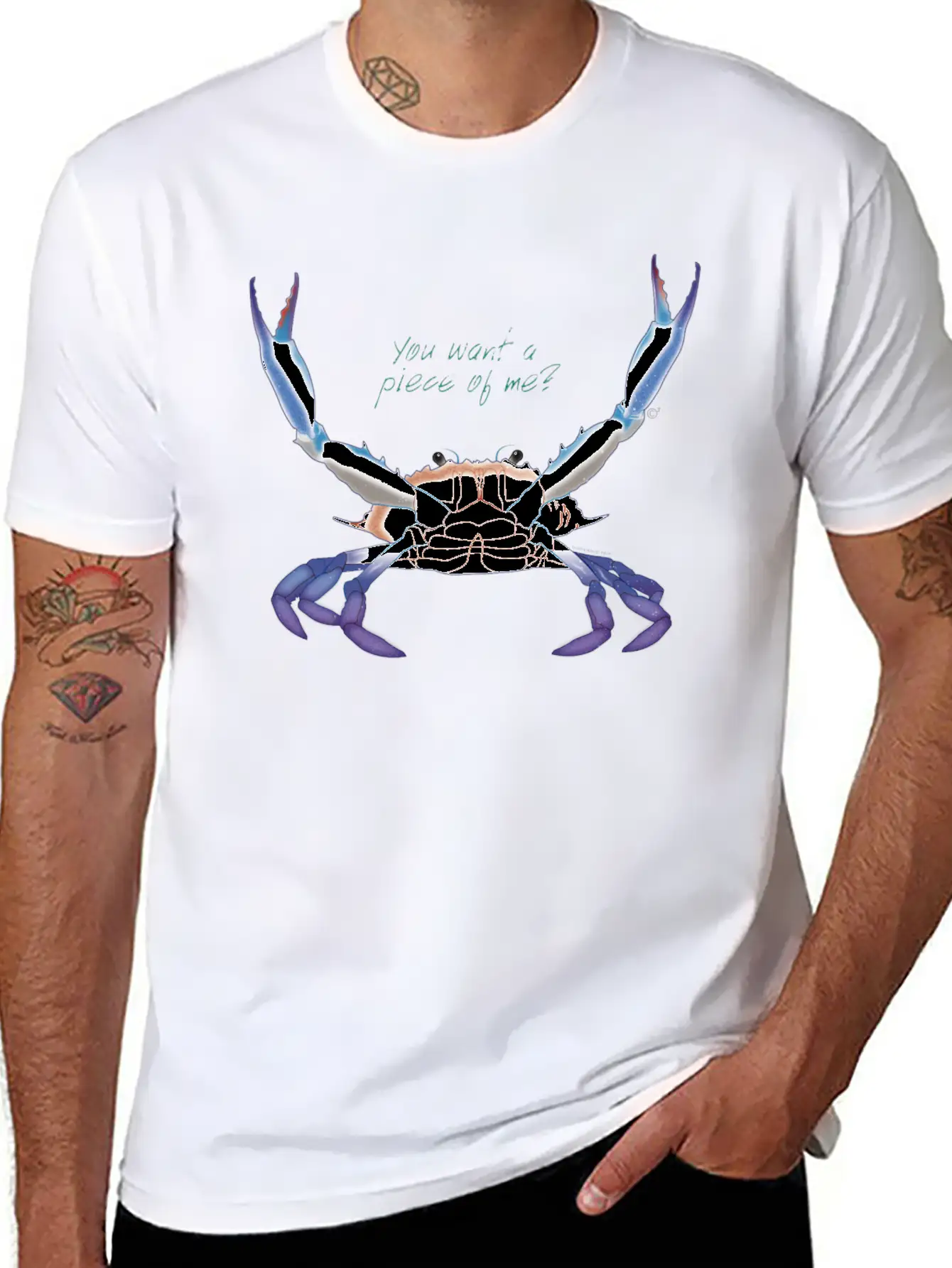 Blue Crab: You Want A Piece Of Me? Essential Cotton Tee For Daily Outfits ¨C Unisex Style