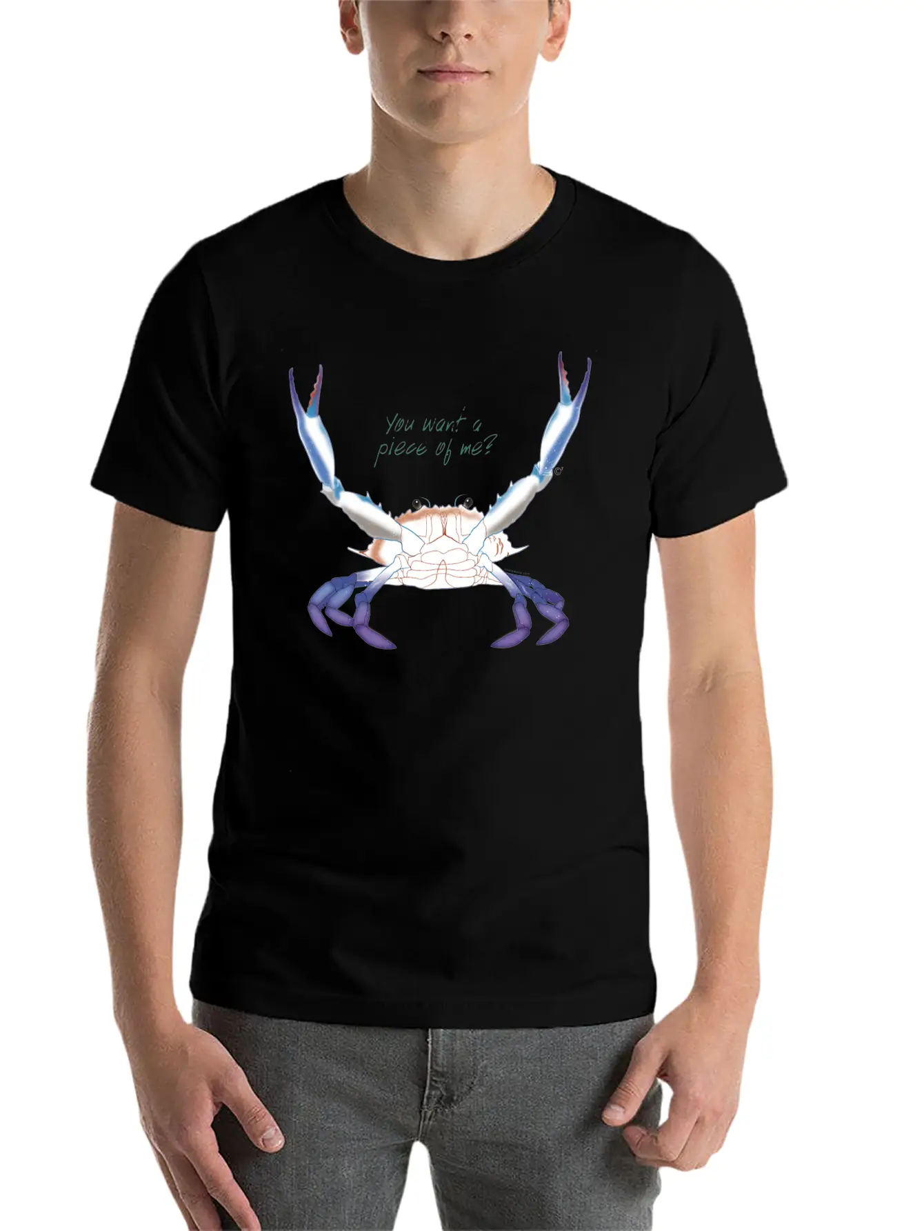 Blue Crab: You Want A Piece Of Me? Essential Cotton Tee For Daily Outfits ¨C Unisex Style