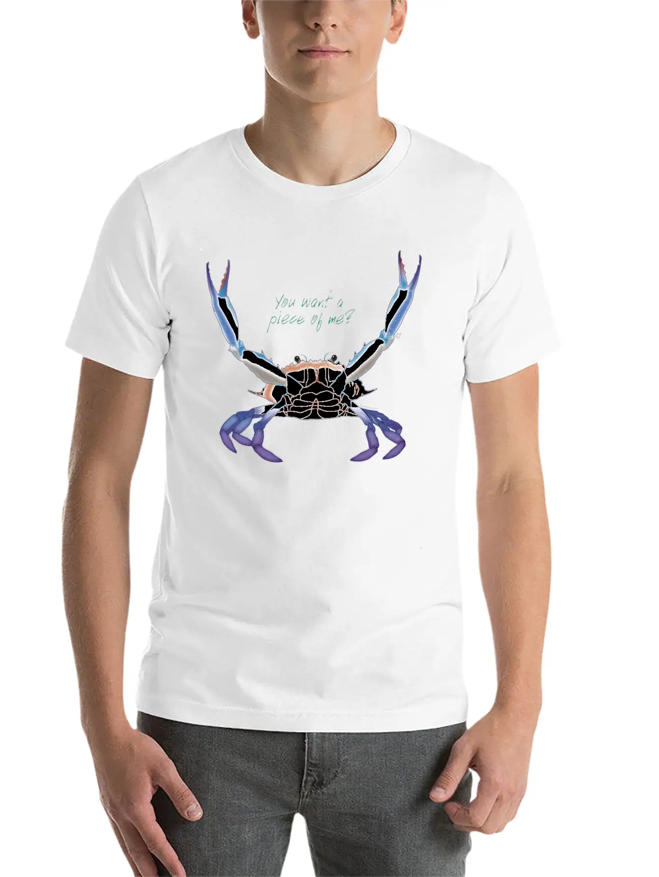 Blue Crab: You Want A Piece Of Me? Essential Cotton Tee For Daily Outfits ¨C Unisex Style