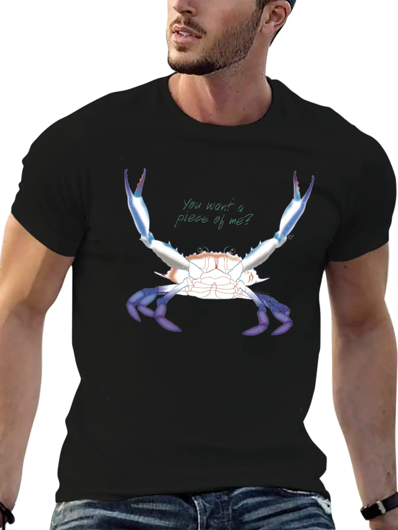 Blue Crab: You Want A Piece Of Me? Essential Cotton Tee For Daily Outfits ¨C Unisex Style