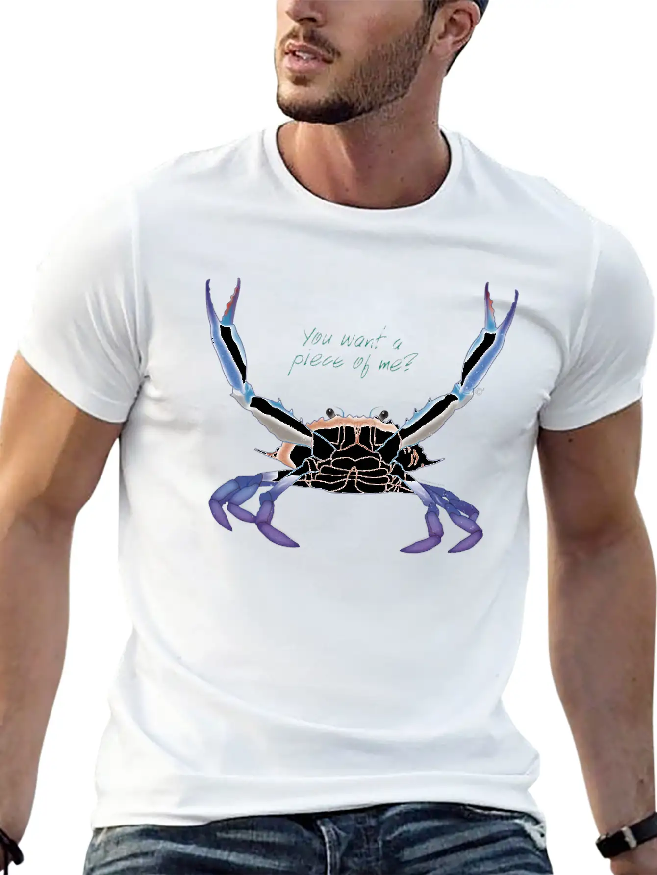 Blue Crab: You Want A Piece Of Me? Essential Cotton Tee For Daily Outfits ¨C Unisex Style