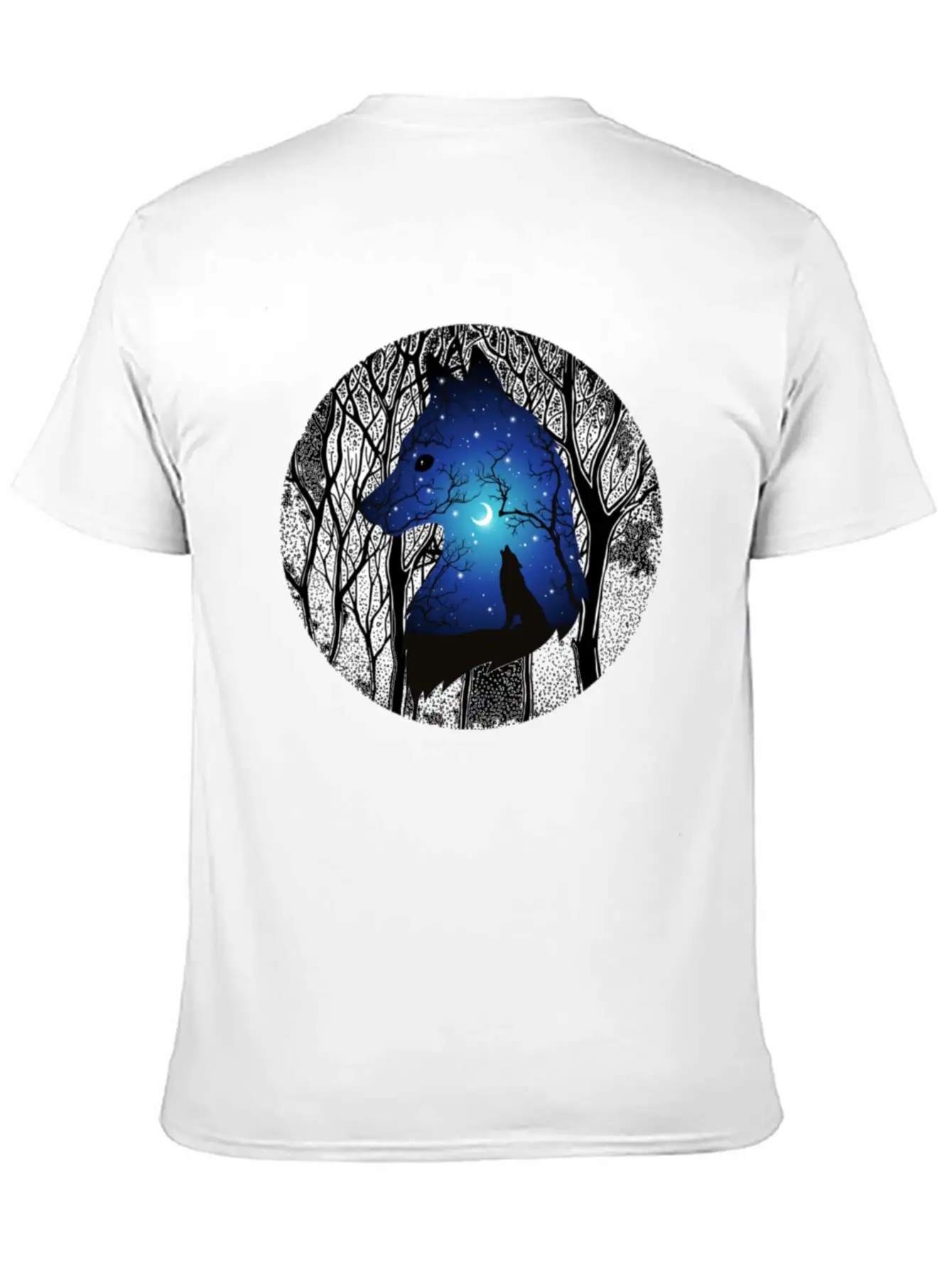 Blue Moon Wolf Essential Cotton Tee For Daily Outfits ¨C Unisex Style