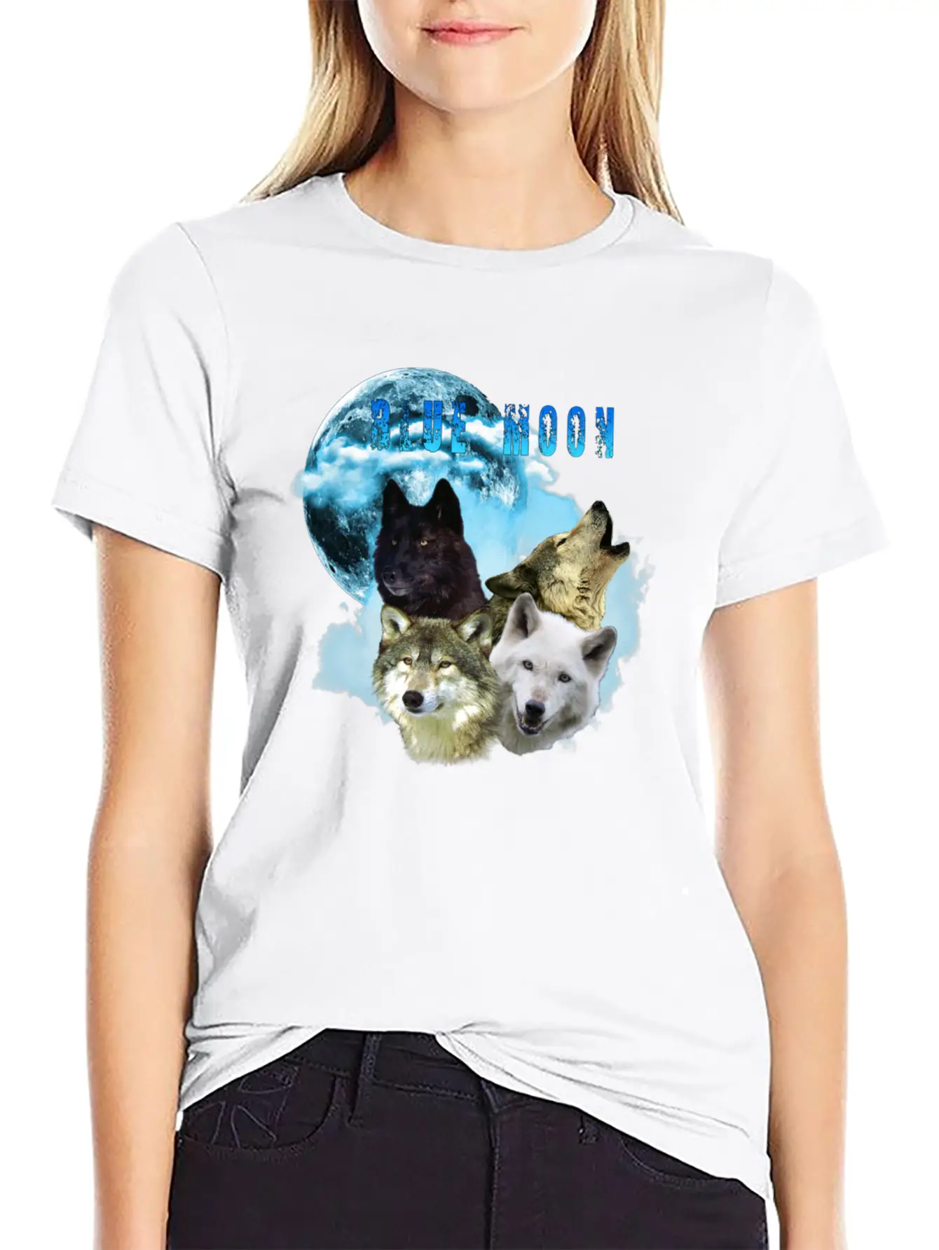 Blue Moon Wolves 2 Soft Cotton Short Sleeve Tee ¨C Unisex Wardrobe Staple