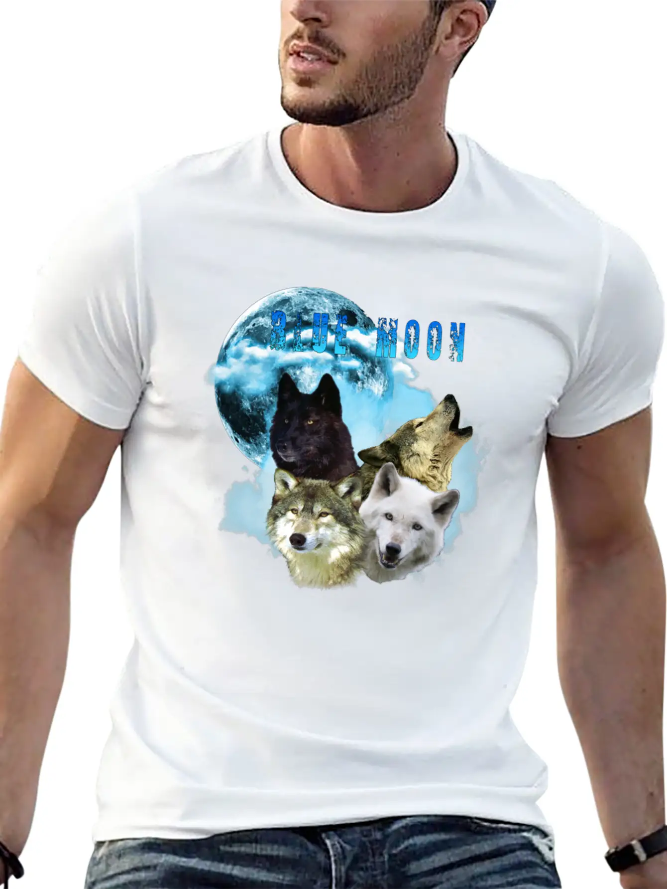 Blue Moon Wolves 2 Soft Cotton Short Sleeve Tee ¨C Unisex Wardrobe Staple
